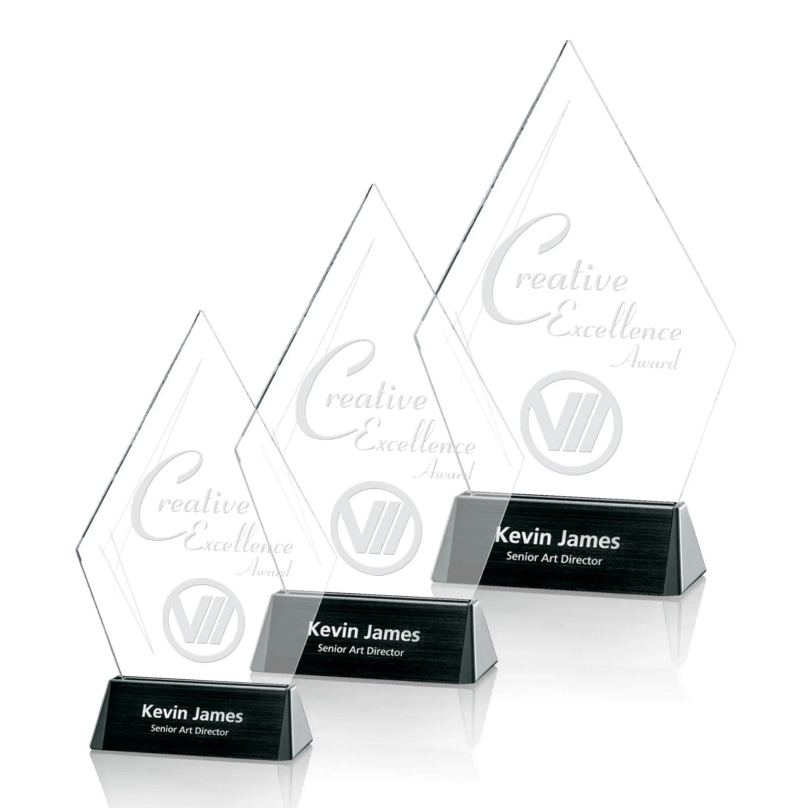 Custom Starfire Crystal Diamond Award With Dual Engraving Spots for service anniversary gifts