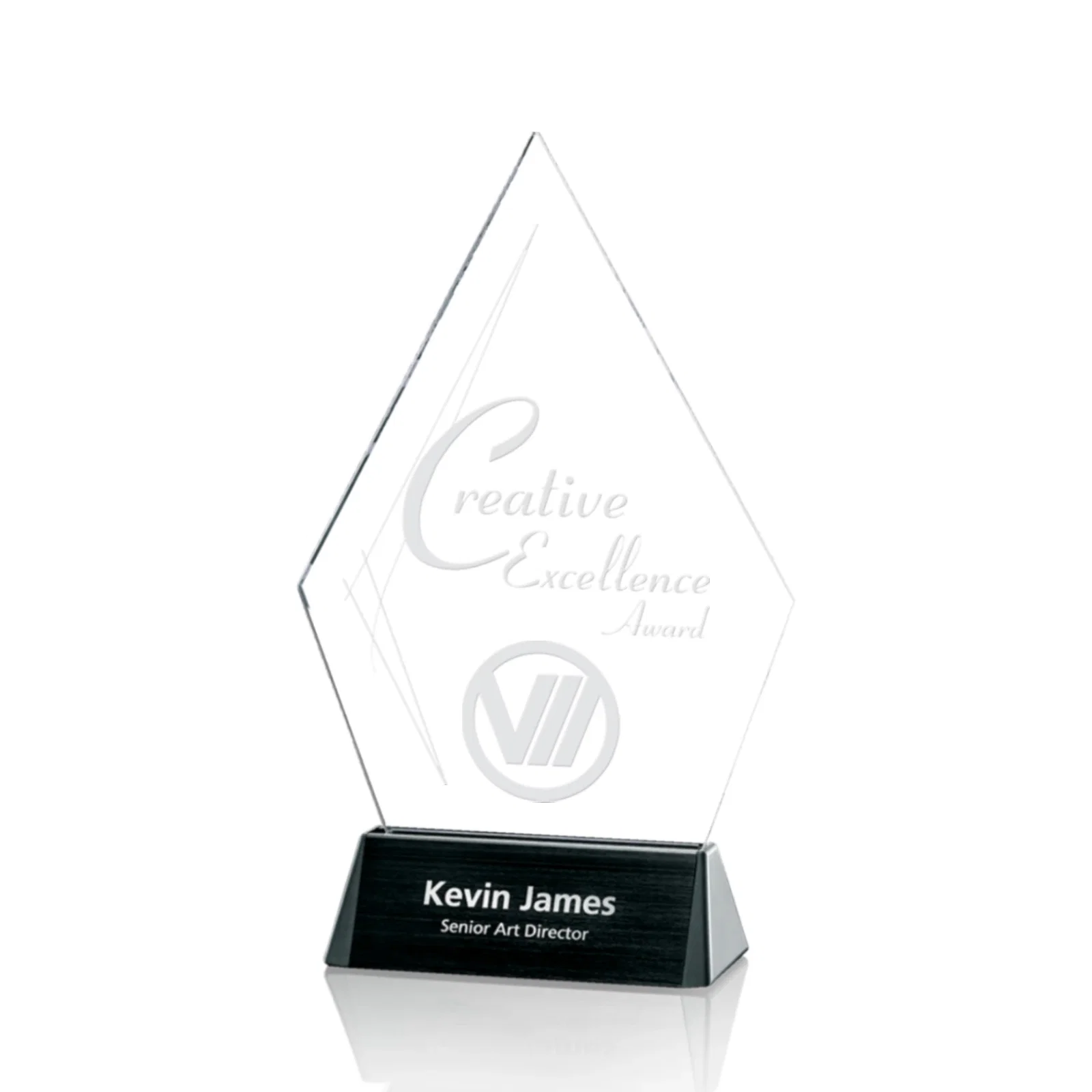 Custom Starfire Crystal Diamond Award With Dual Engraving Spots for sales achievement awards