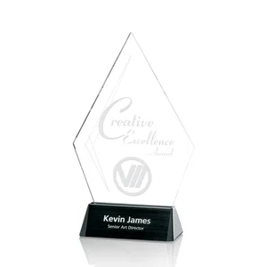 Starfire Crystal Diamond Award With Dual Engraving Spots