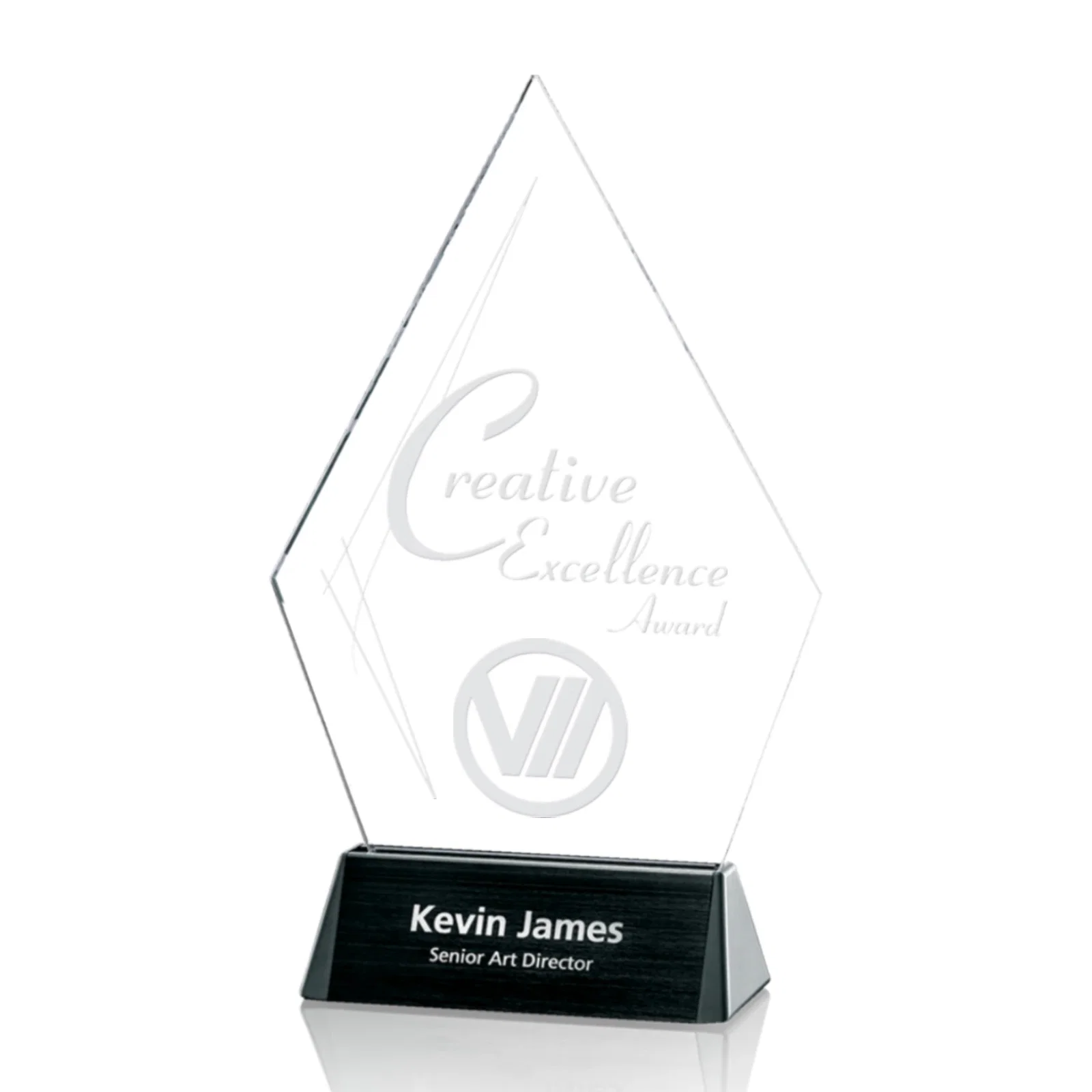 Custom Starfire Crystal Diamond Award With Dual Engraving Spots for team milestone celebrations