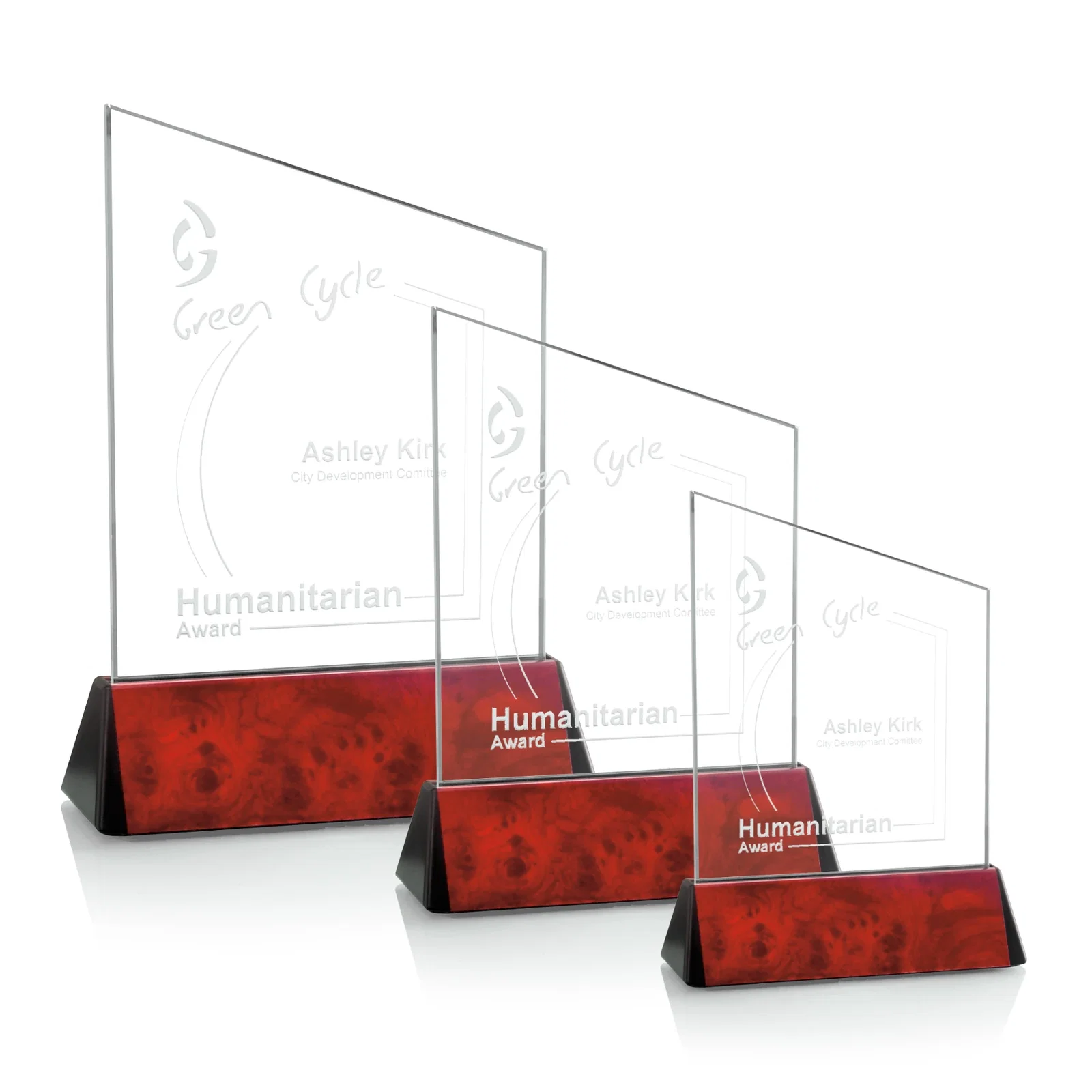 Custom Starfire Crystal Summit Award on Rosewood Base for employee recognition