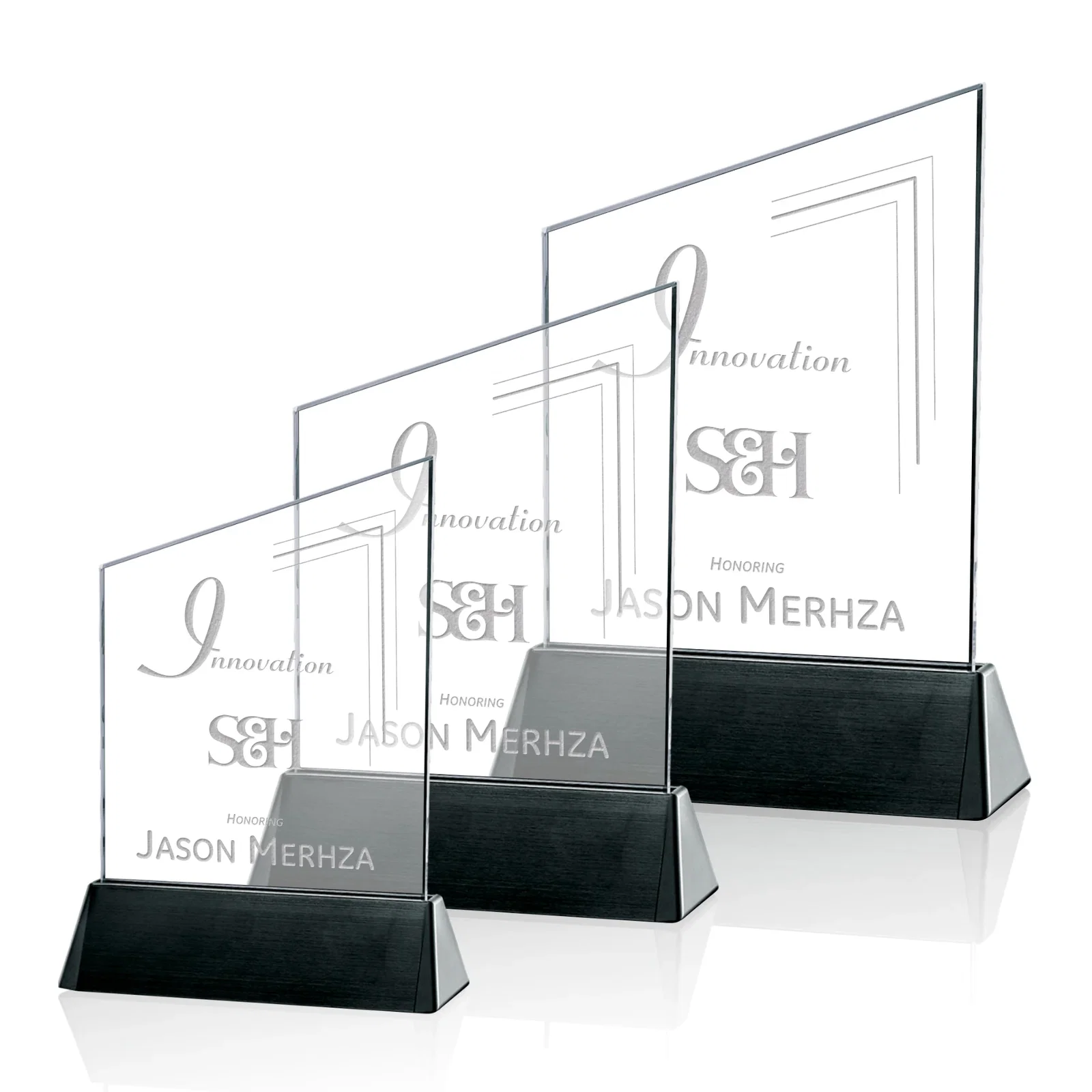 Custom Starfire Crystal Summit Award on Rosewood Base for service anniversary gifts