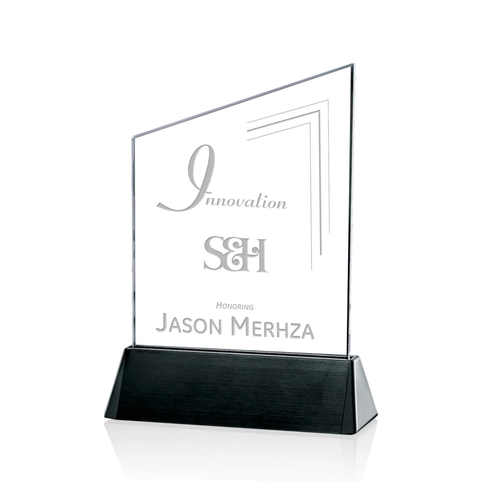 Custom Starfire Crystal Summit Award on Rosewood Base for sales achievement awards