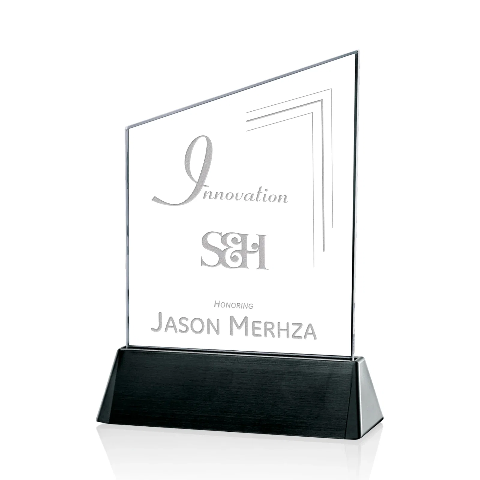 Custom Starfire Crystal Summit Award on Rosewood Base for retirement presentations