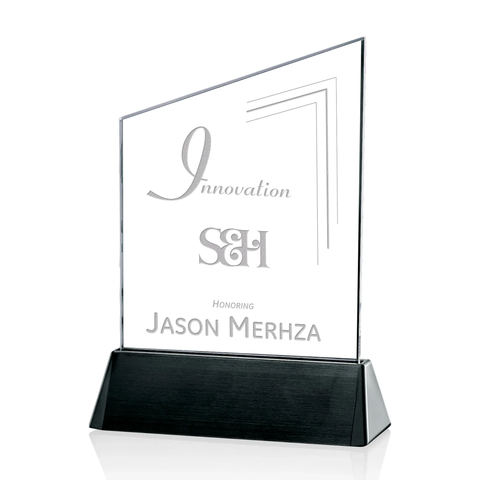 Custom Starfire Crystal Summit Award on Rosewood Base for team milestone celebrations