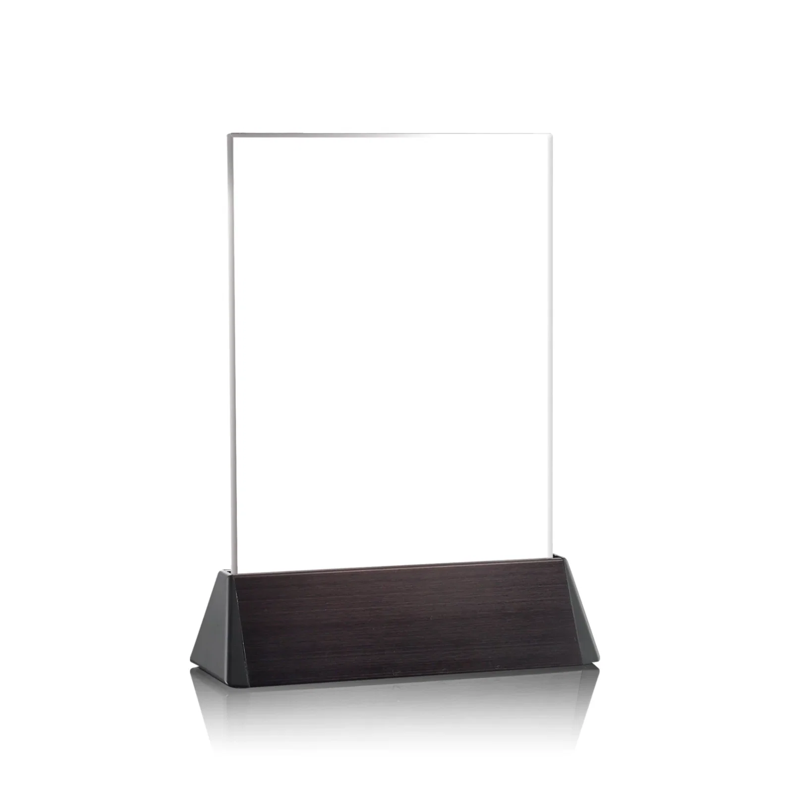 Personalized Starfire Crystal Rectangle Award on a Black Aluminum Base, wood awards for service anniversary gifts