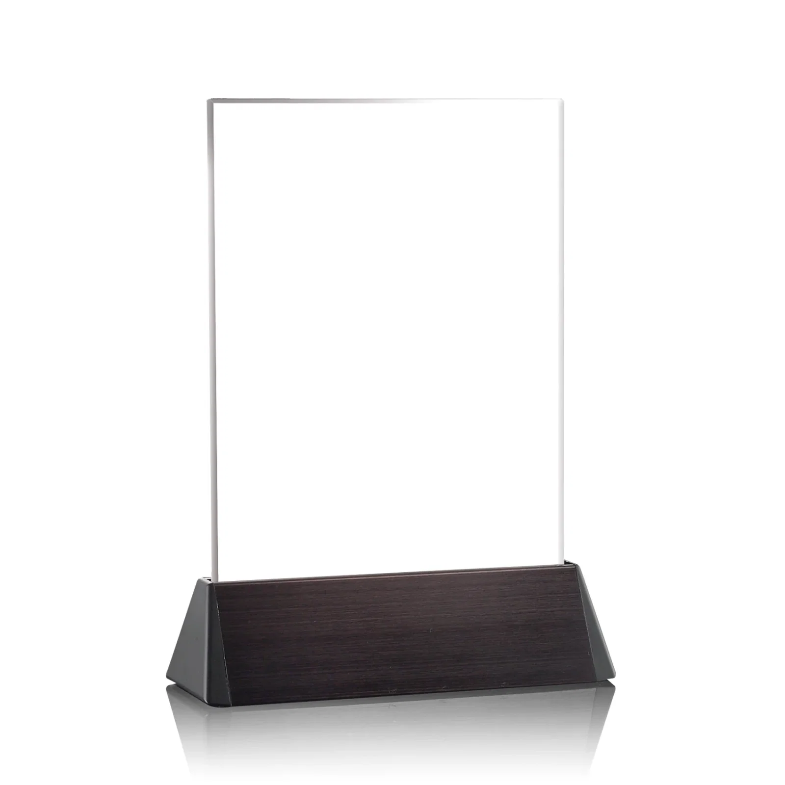 Personalized Starfire Crystal Rectangle Award on a Black Aluminum Base, wood awards for retirement presentations