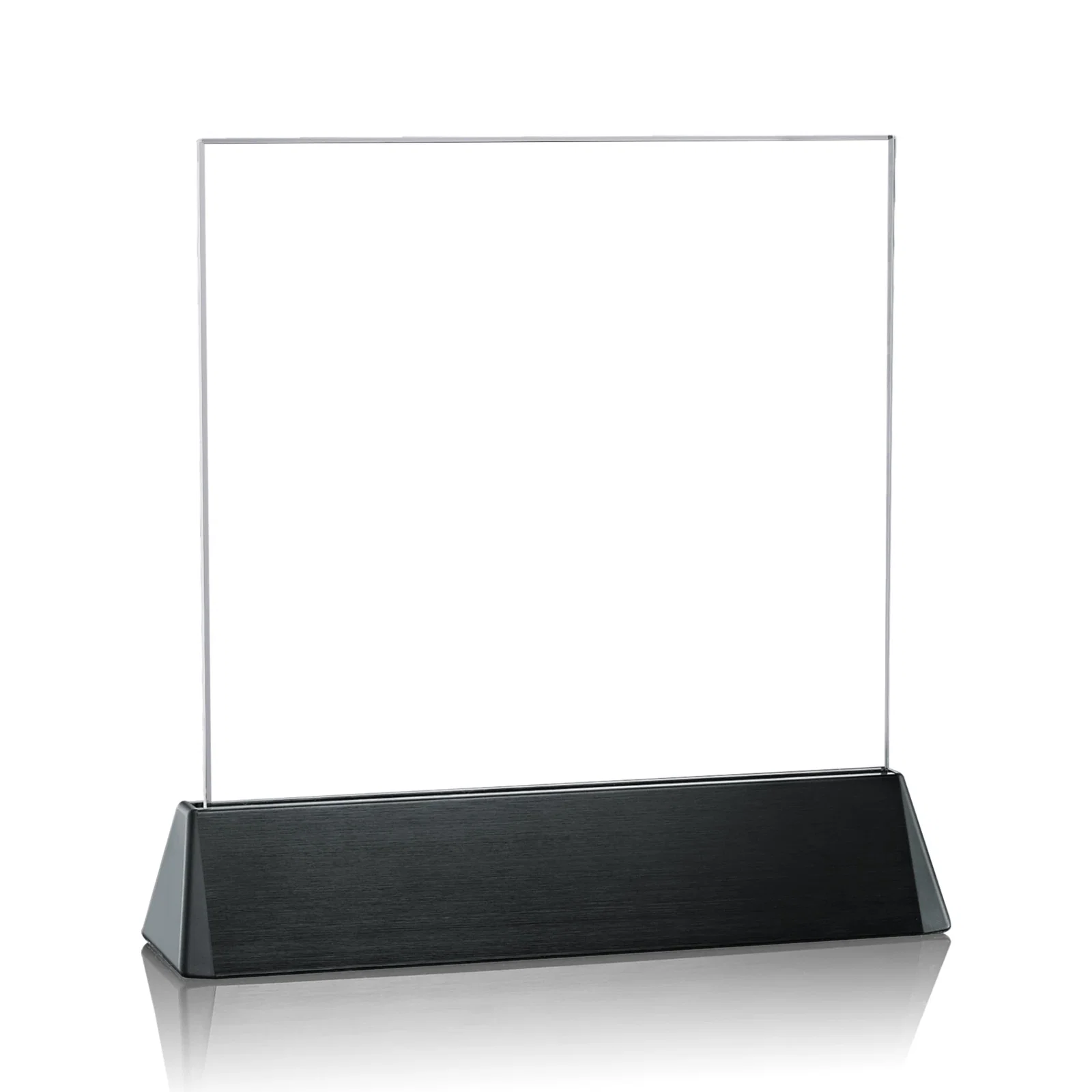 Personalized Starfire Crystal Square Award on a Black Aluminum Base, wood awards for sales achievement awards