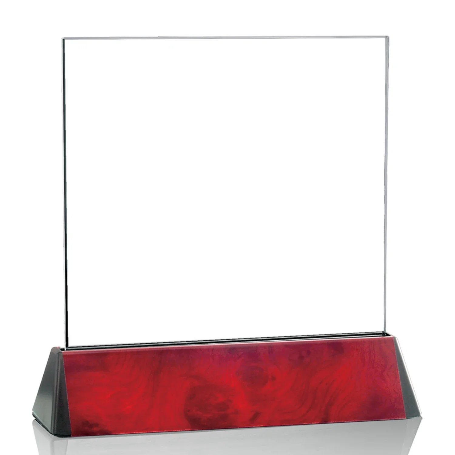 Personalized Starfire Crystal Square Award on a Black Aluminum Base, wood awards for graduation ceremonies