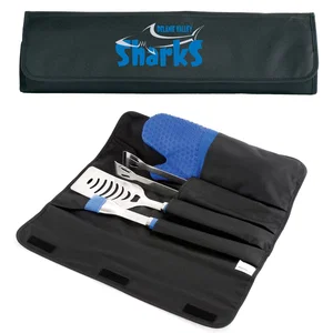 Silicone Barbecue Tool Set with Oven Mitt, 21" x 20.5" x 1.5", 1-Color Imprint