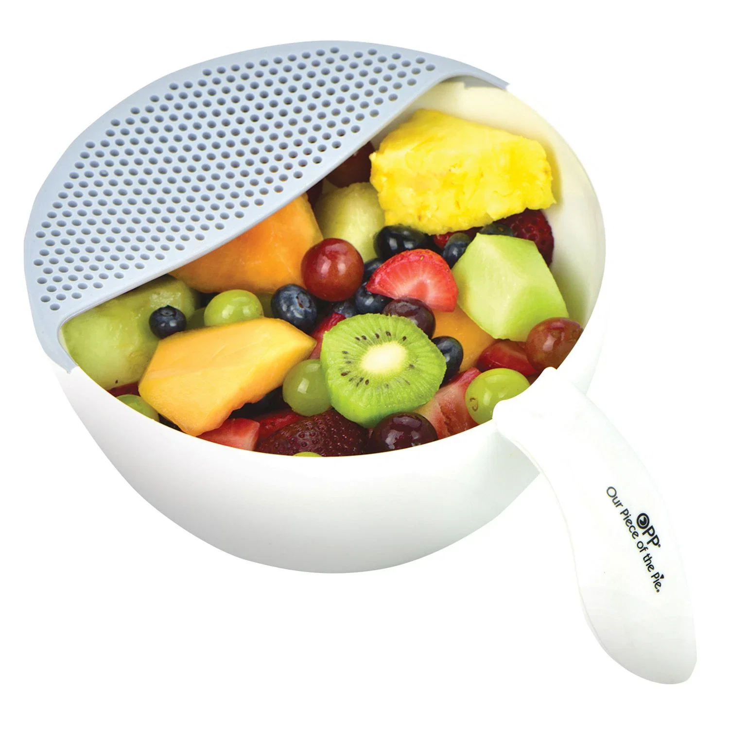 Imprinted Silicone Bowl Strainer — White / Gray — view 2