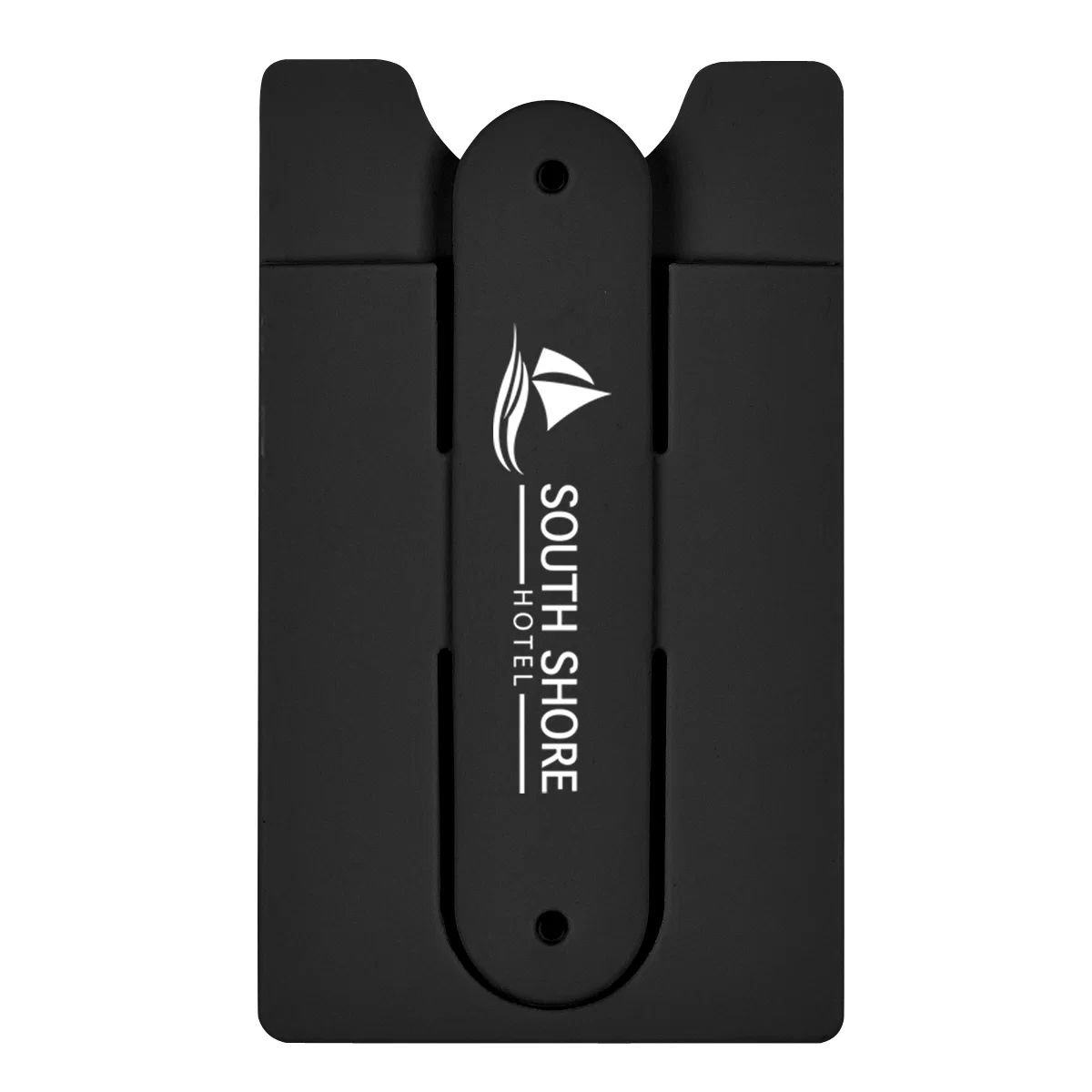 Silicone phone wallet with a fold-out stand on the back