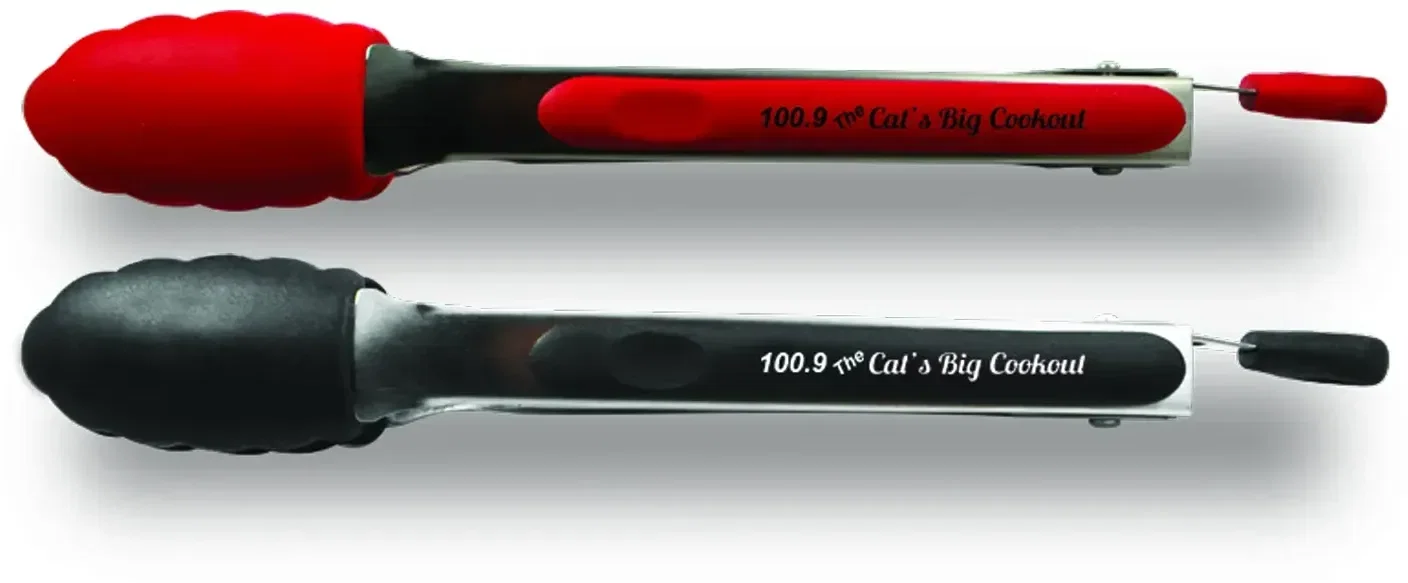 Silicone Tongs. Silicone kitchen tongs with stainless frame for hot food serving, view 3