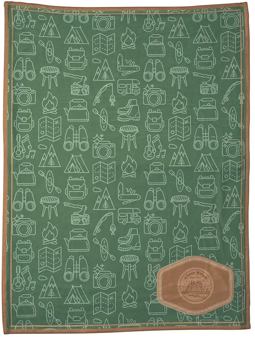 Branded Silk Touch 300GSM blanket shown folded with a custom full-color logo print