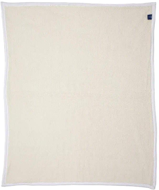 Promotional Silk Touch sherpa blanket draped to display its custom full-color logo print