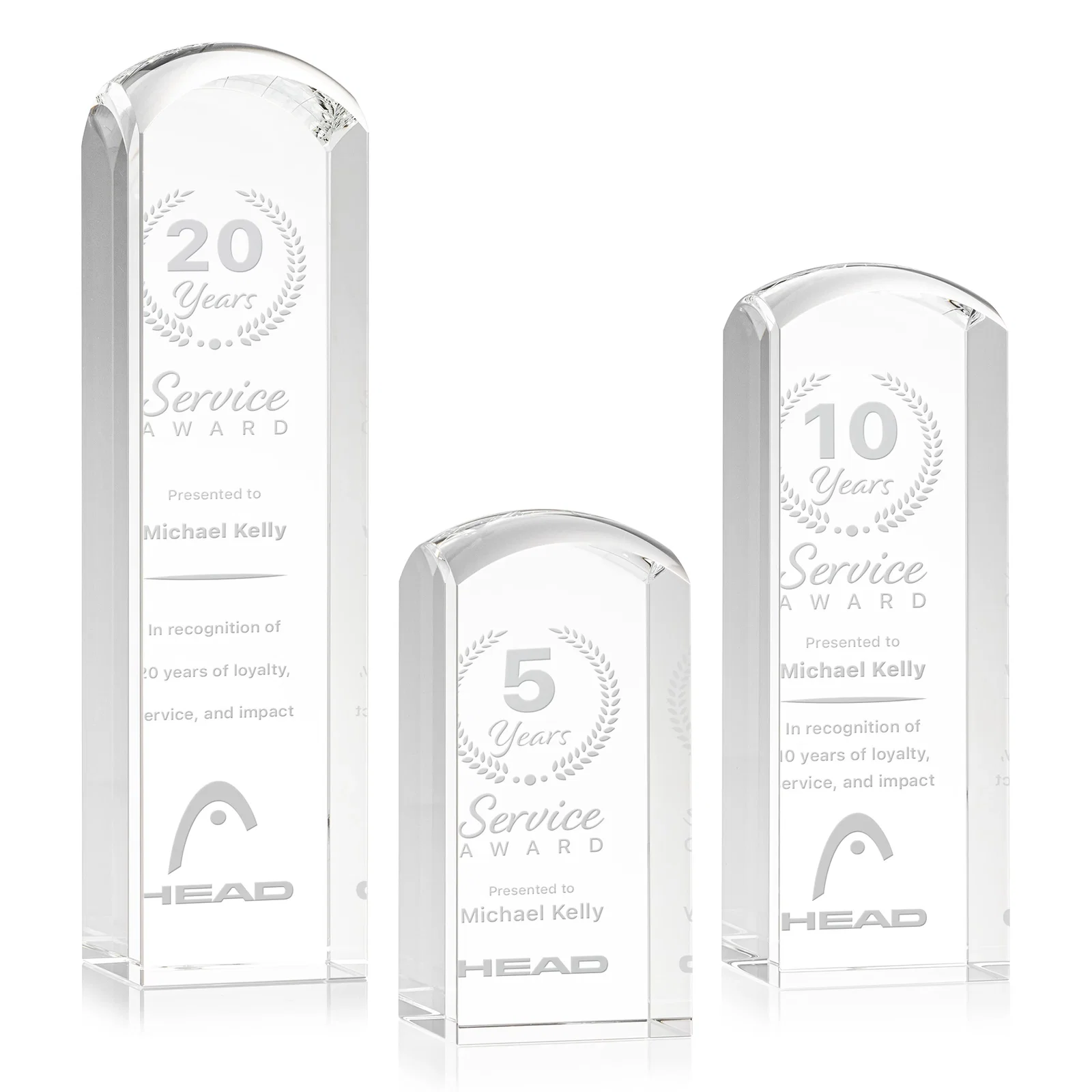 Custom Optical Crystal Award with a Smooth Rounded Top, awards for employee recognition