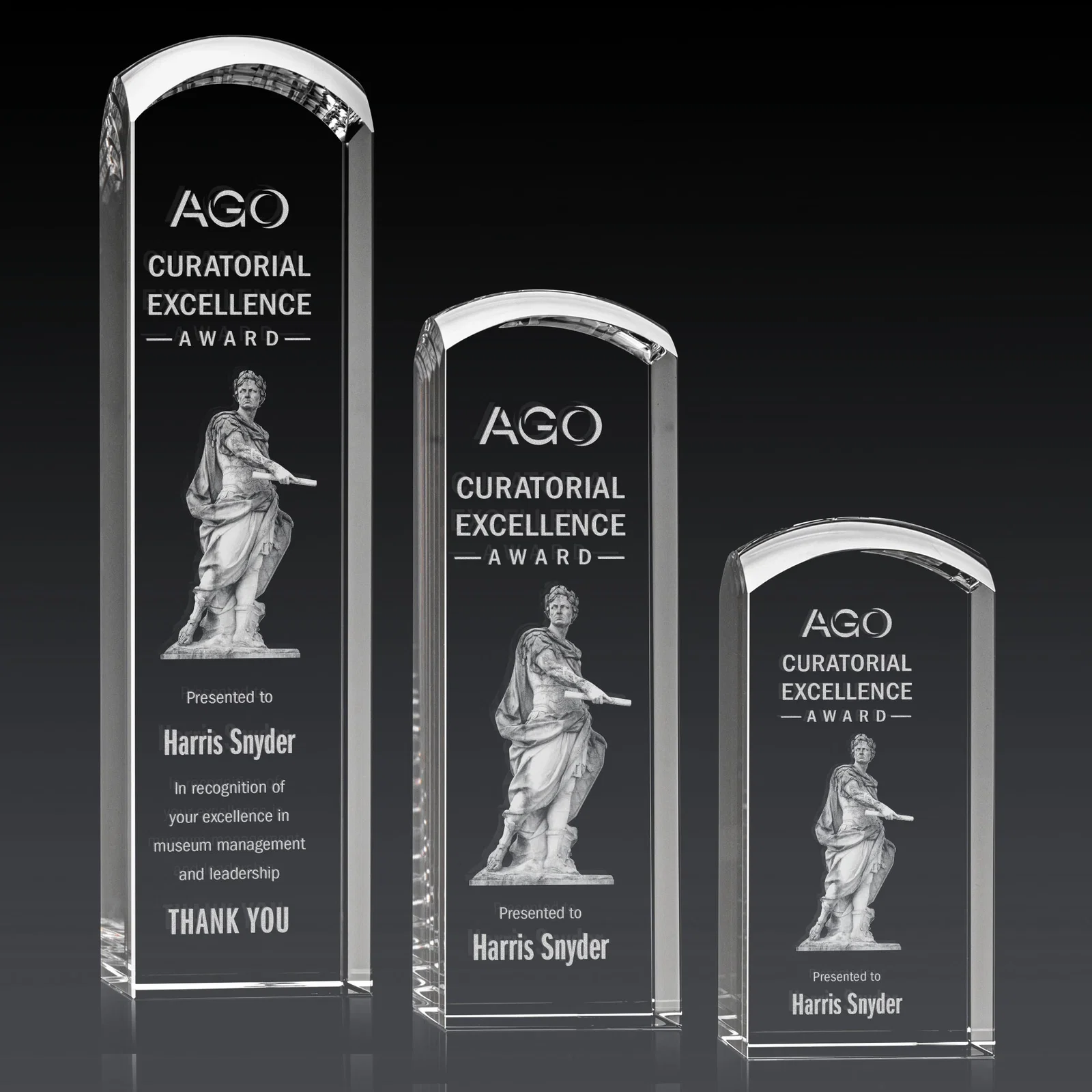 Custom Optical Crystal Award with a Smooth Rounded Top, awards for volunteer appreciation