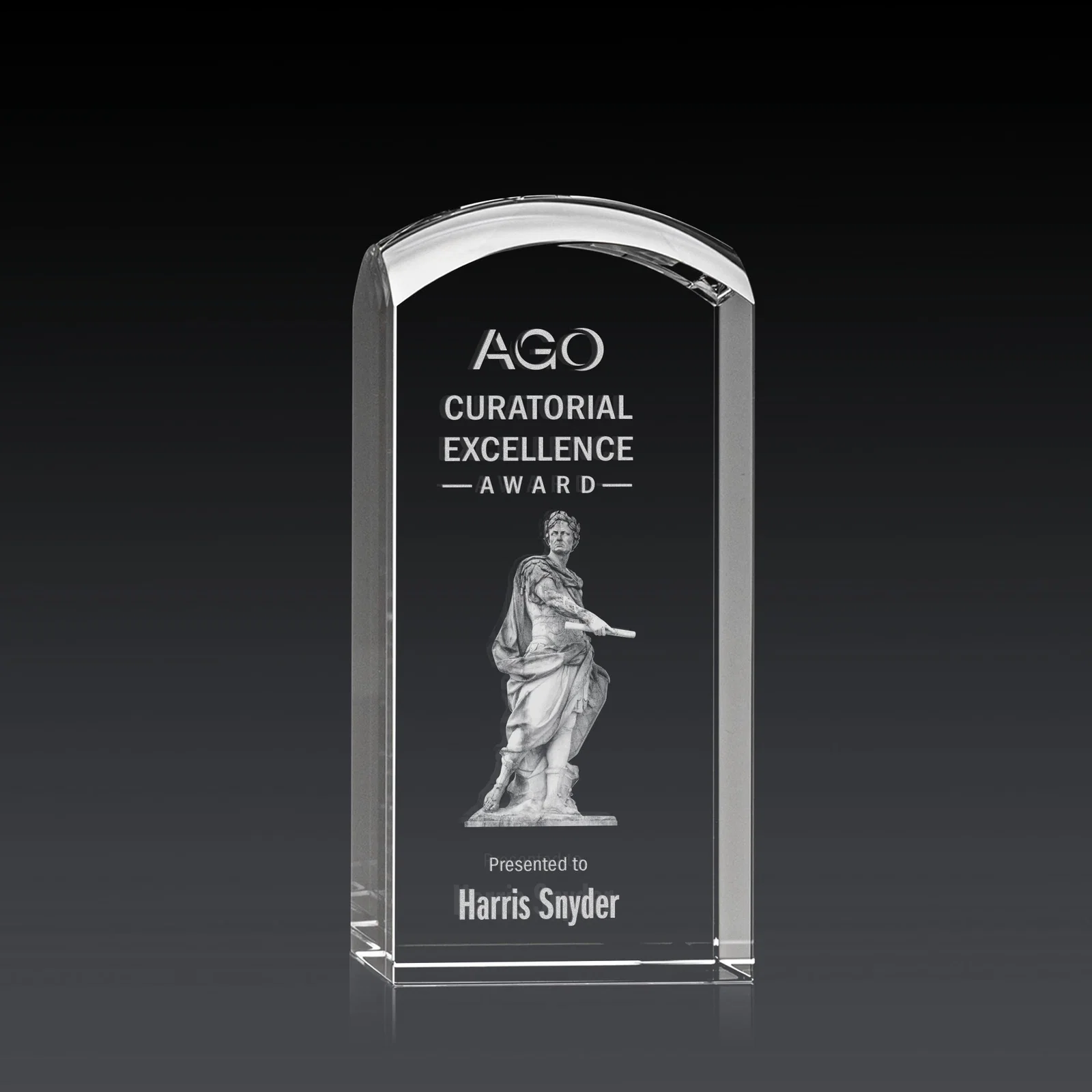 Custom Optical Crystal Award with a Smooth Rounded Top, awards for dealer and partner awards