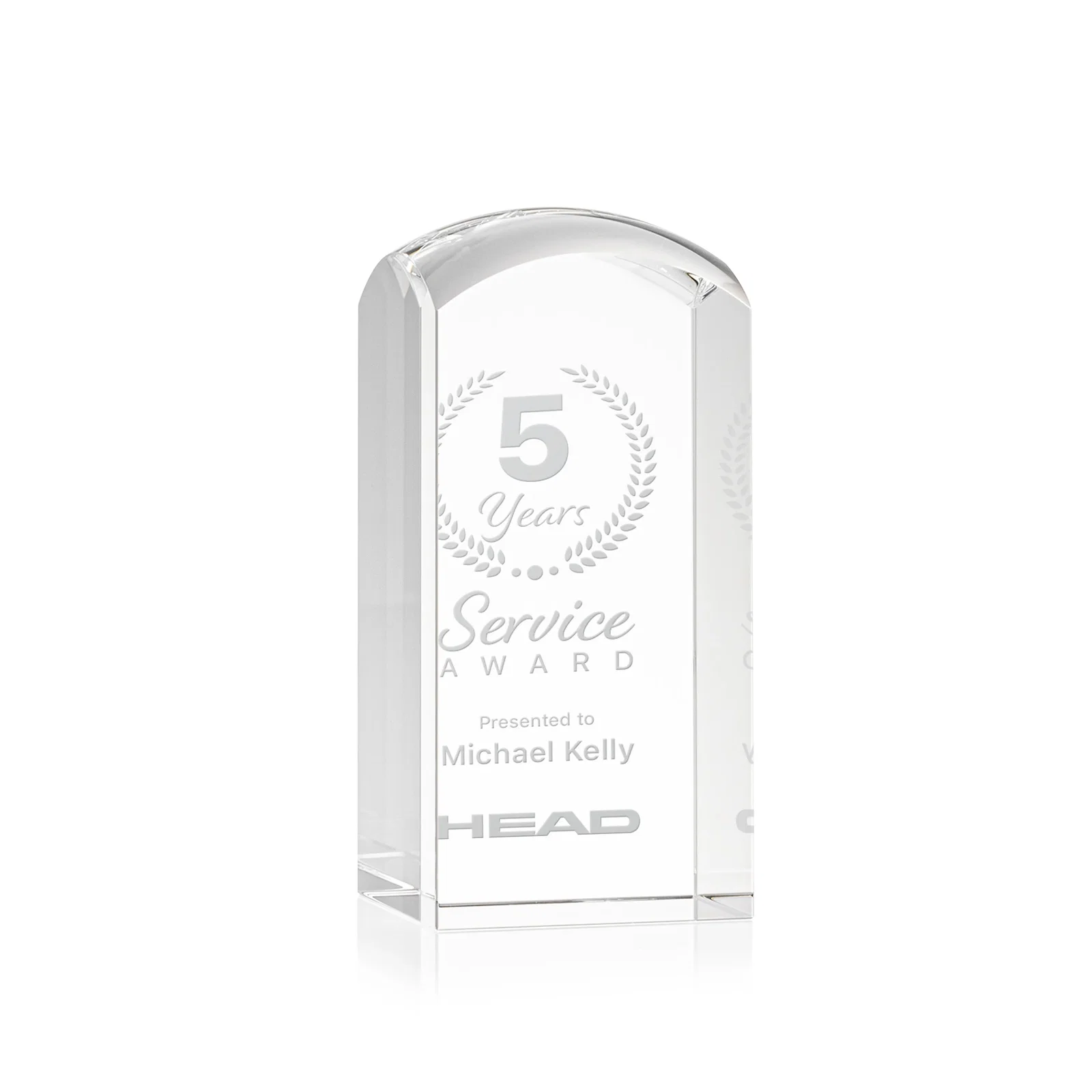 Custom Optical Crystal Award with a Smooth Rounded Top, awards for corporate award ceremonies