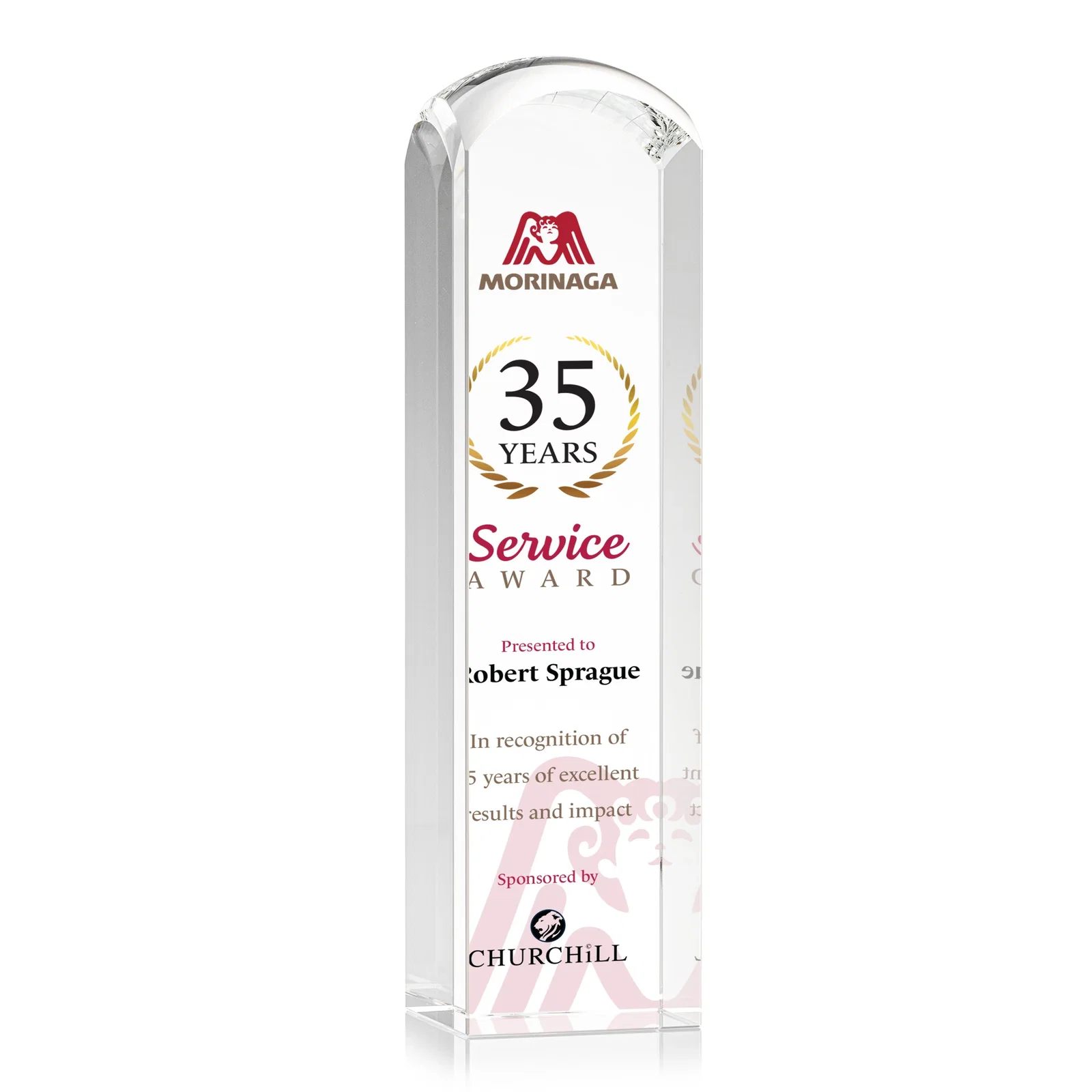 Custom Optical Crystal Award with a Smooth Rounded Top, awards for safety achievement programs