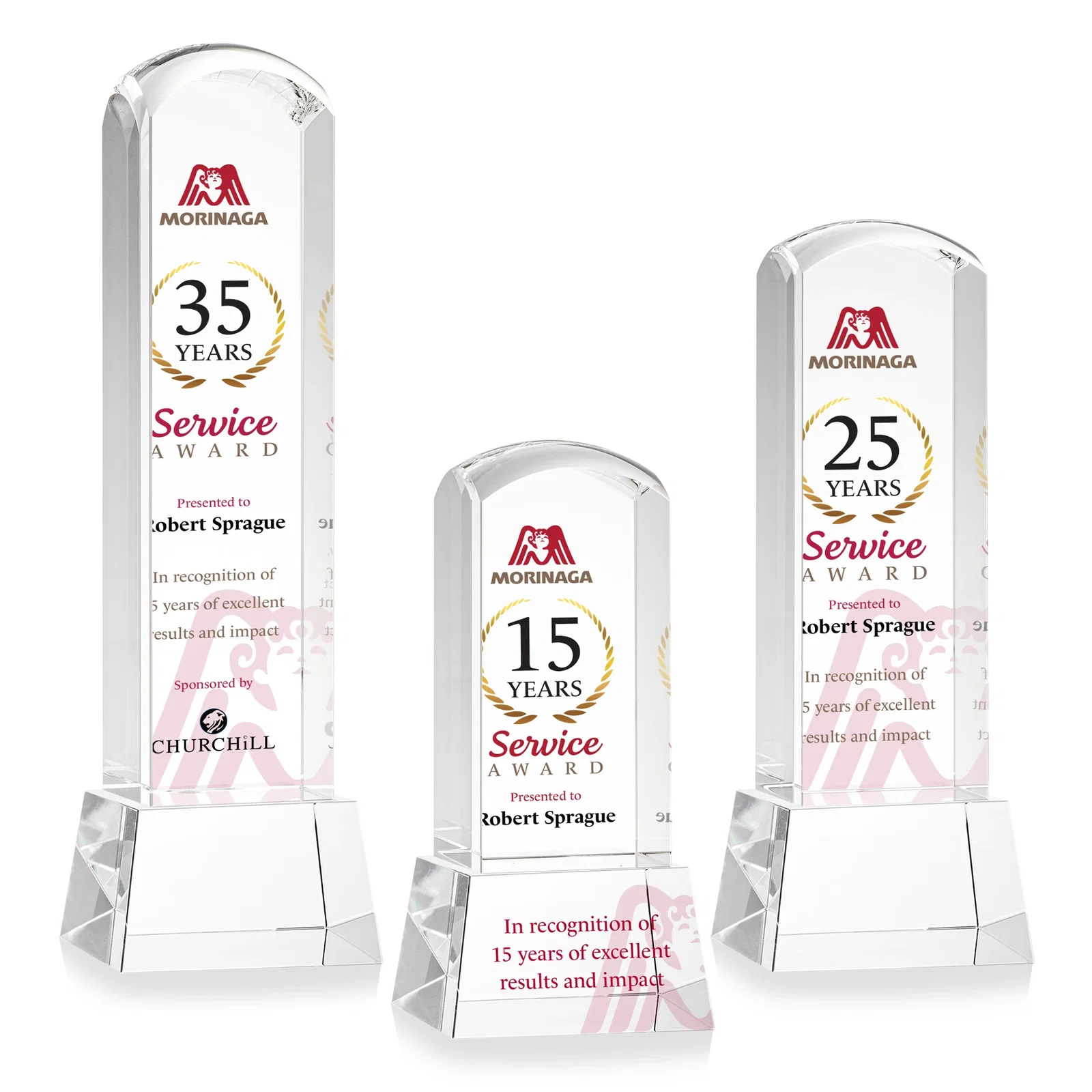 Personalized Optical Crystal Tower Award With a Smoothly Curved Top, awards for team milestone celebrations