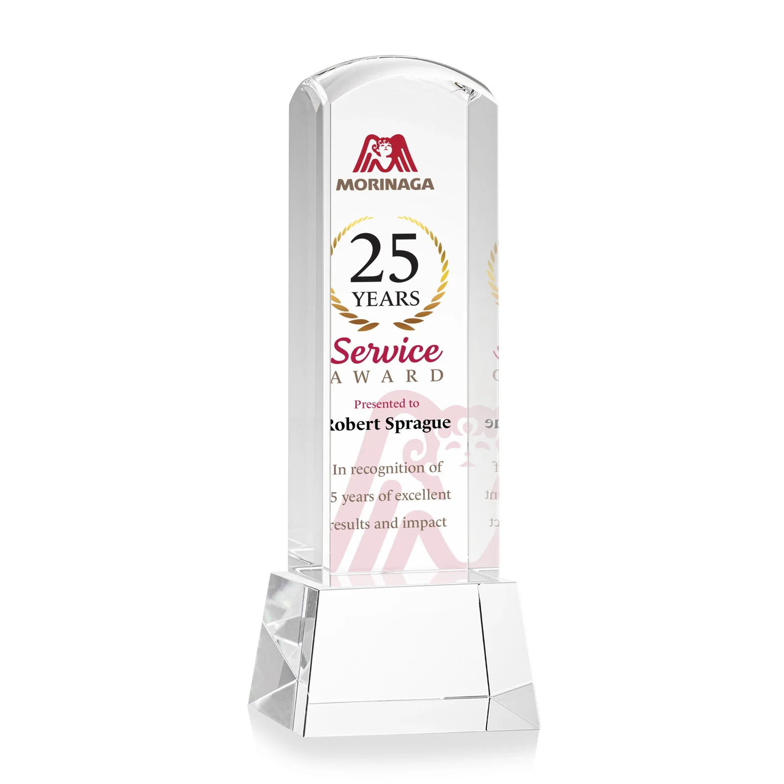 Personalized Optical Crystal Tower Award With a Smoothly Curved Top, awards for graduation ceremonies