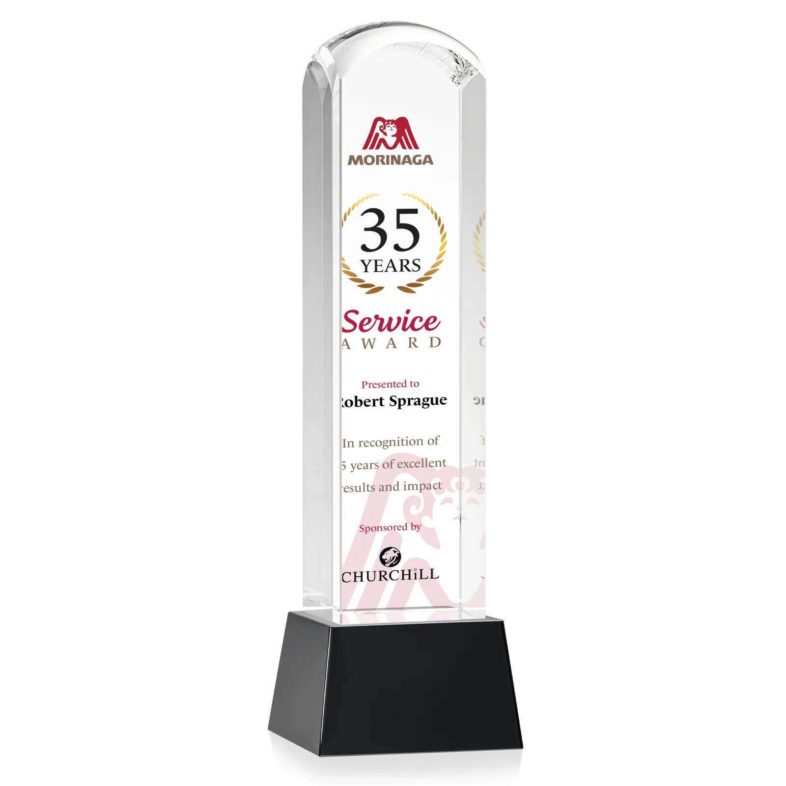 Promotional Optical Crystal Tower Award With a Smoothly Curved Top, awards for retirement presentations