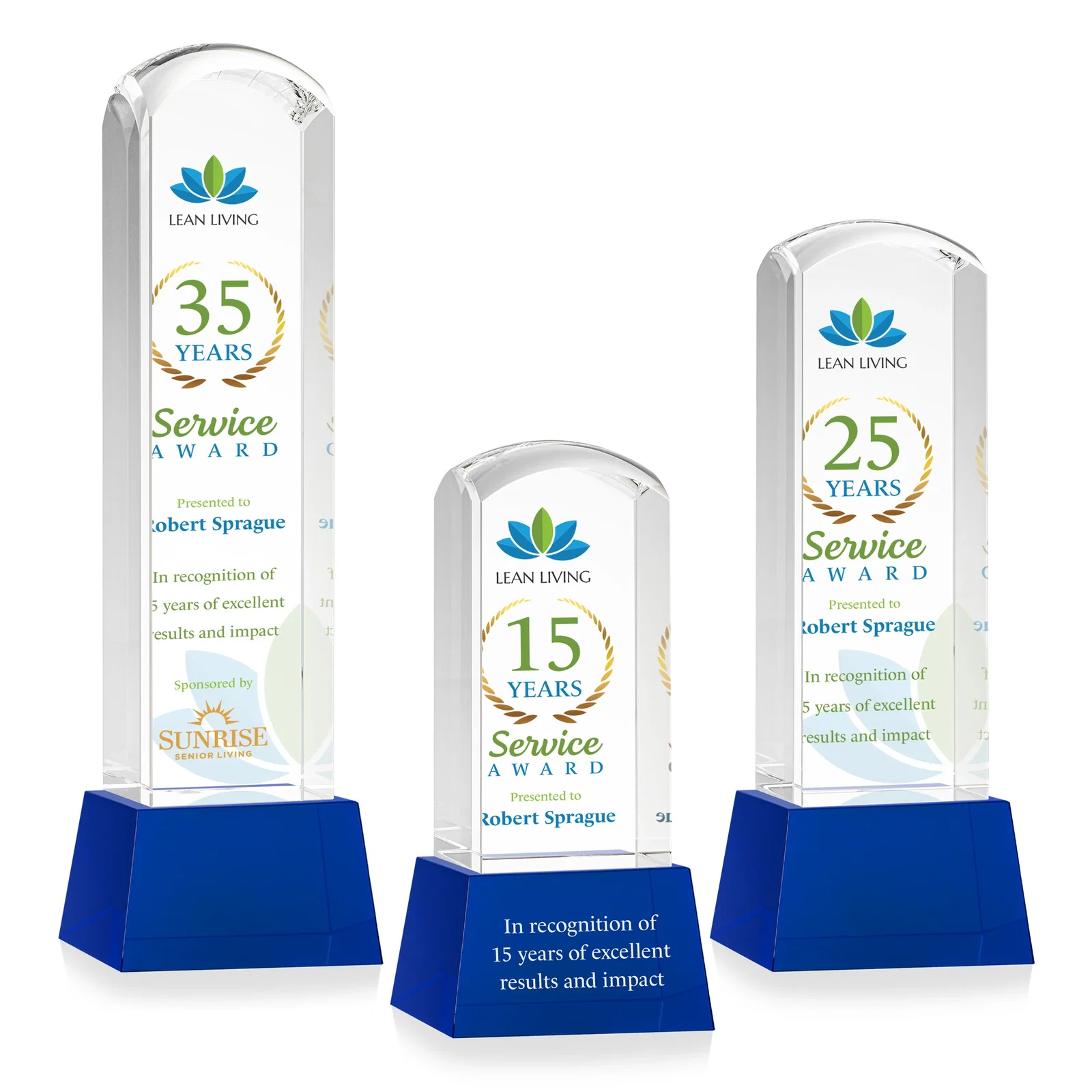 Promotional Optical Crystal Tower Award With a Smoothly Curved Top, awards for team milestone celebrations