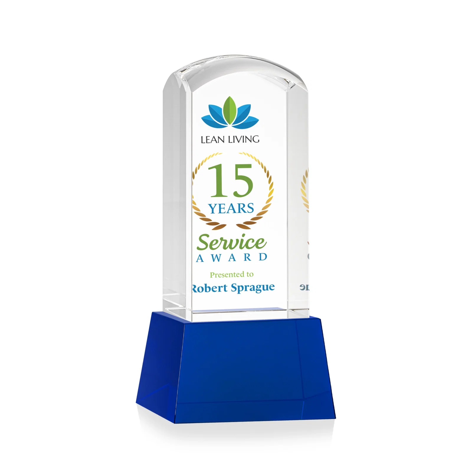 Promotional Optical Crystal Tower Award With a Smoothly Curved Top, awards for donor appreciation