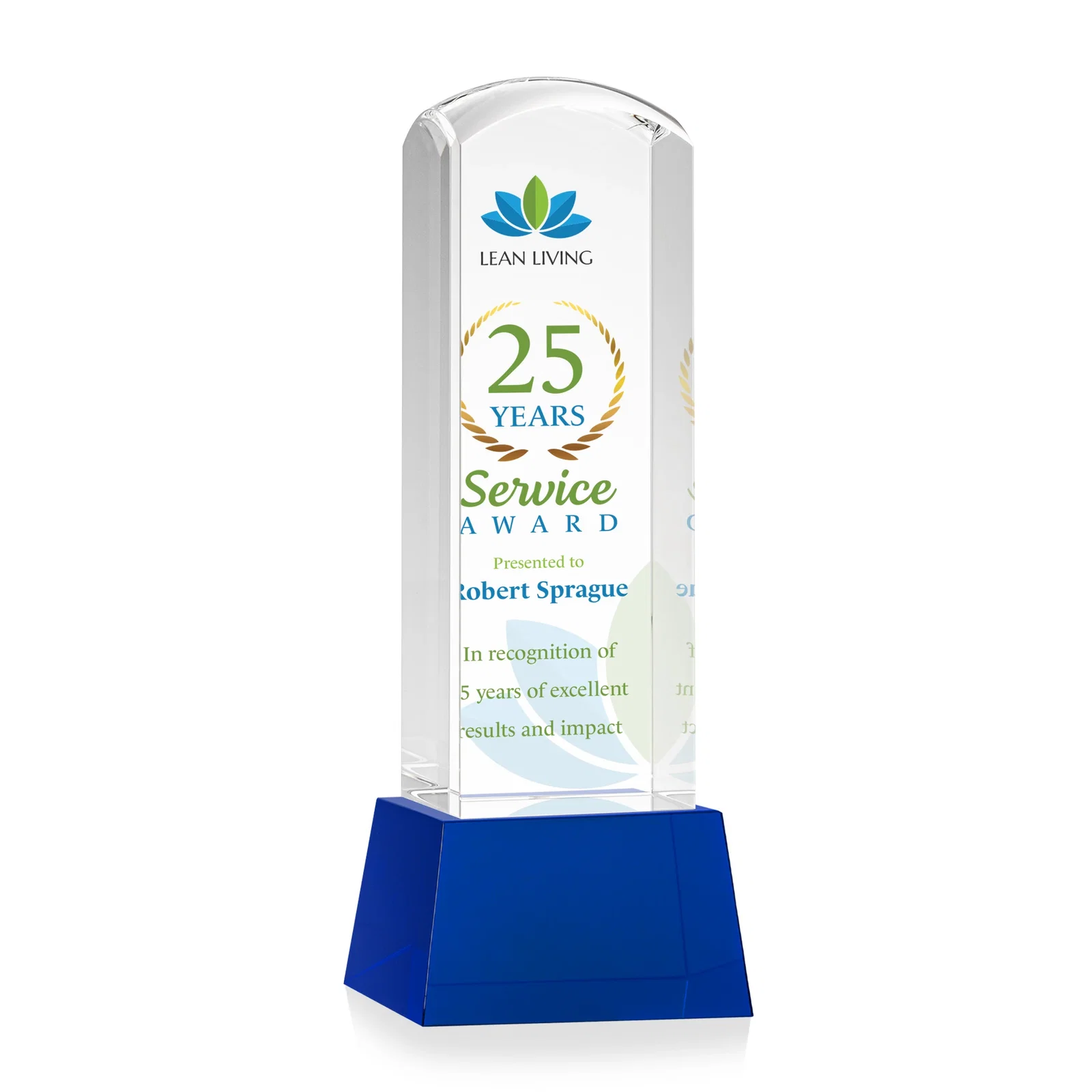 Promotional Optical Crystal Tower Award With a Smoothly Curved Top, awards for graduation ceremonies