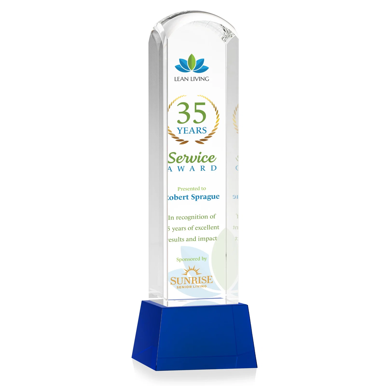 Promotional Optical Crystal Tower Award With a Smoothly Curved Top, awards for safety achievement programs