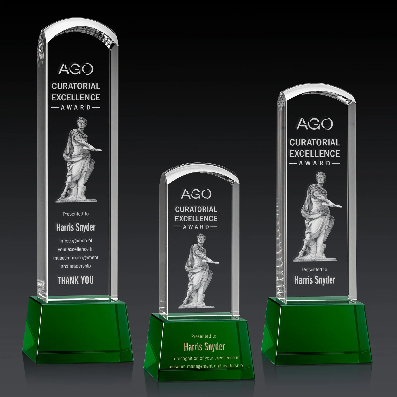 Promotional Optical Crystal Tower Award With a Smoothly Curved Top, awards for volunteer appreciation
