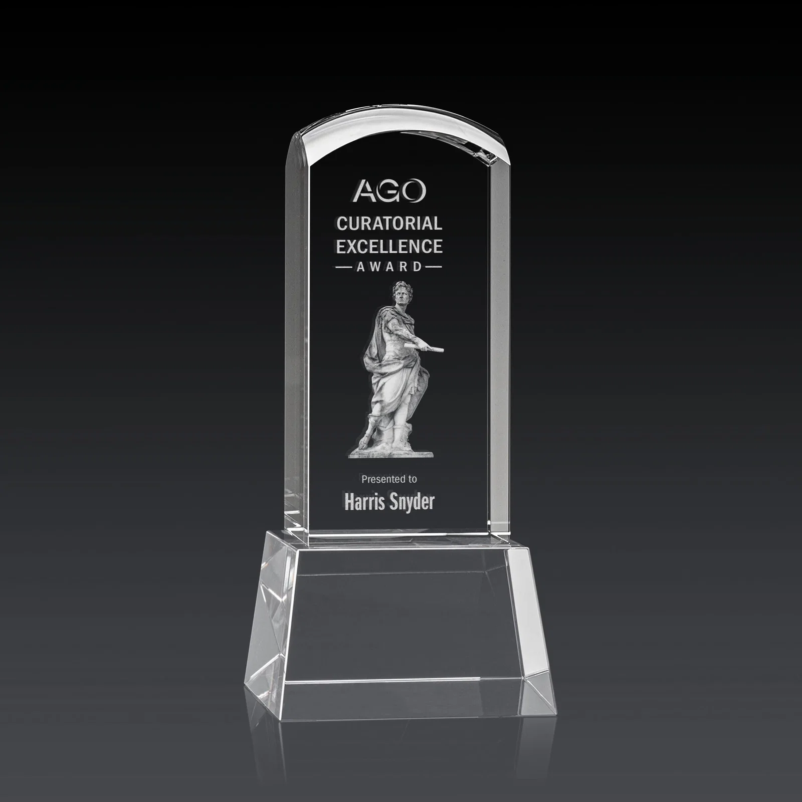 Branded Optical Crystal Tower Award With a Smoothly Curved Top, awards for service anniversary gifts