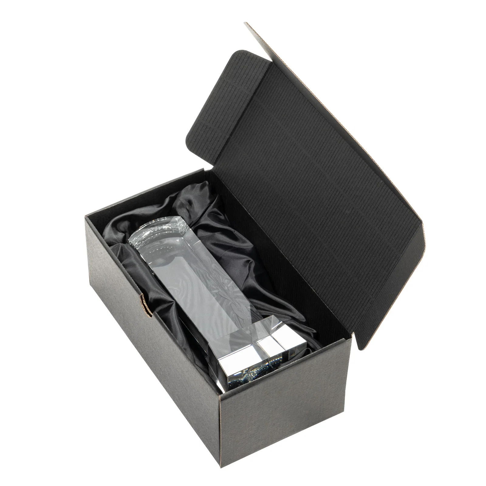 Custom Optical Crystal Tower Award With a Smoothly Curved Top, awards for retirement presentations