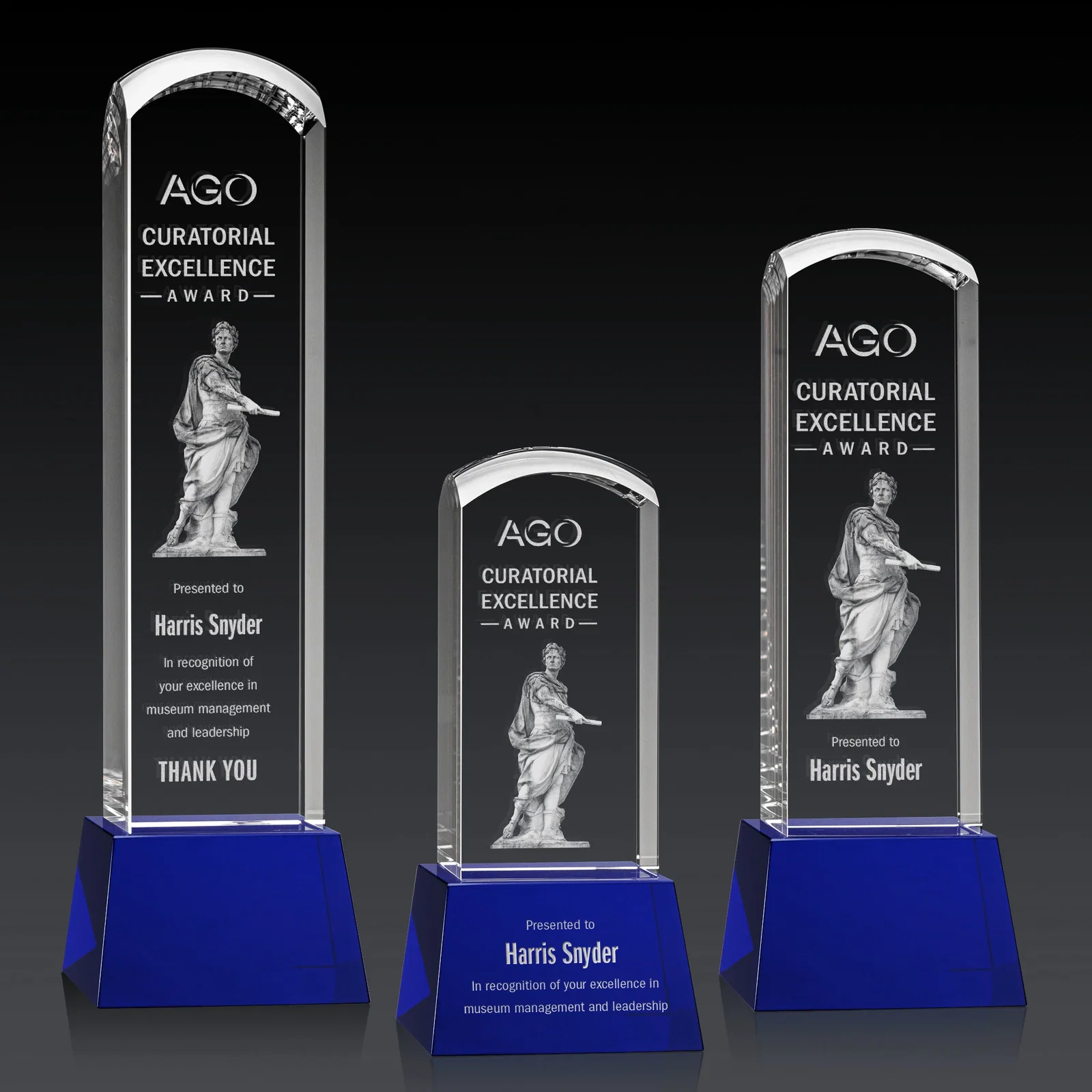 Branded Optical Crystal Tower Award With a Smoothly Curved Top, awards for volunteer appreciation
