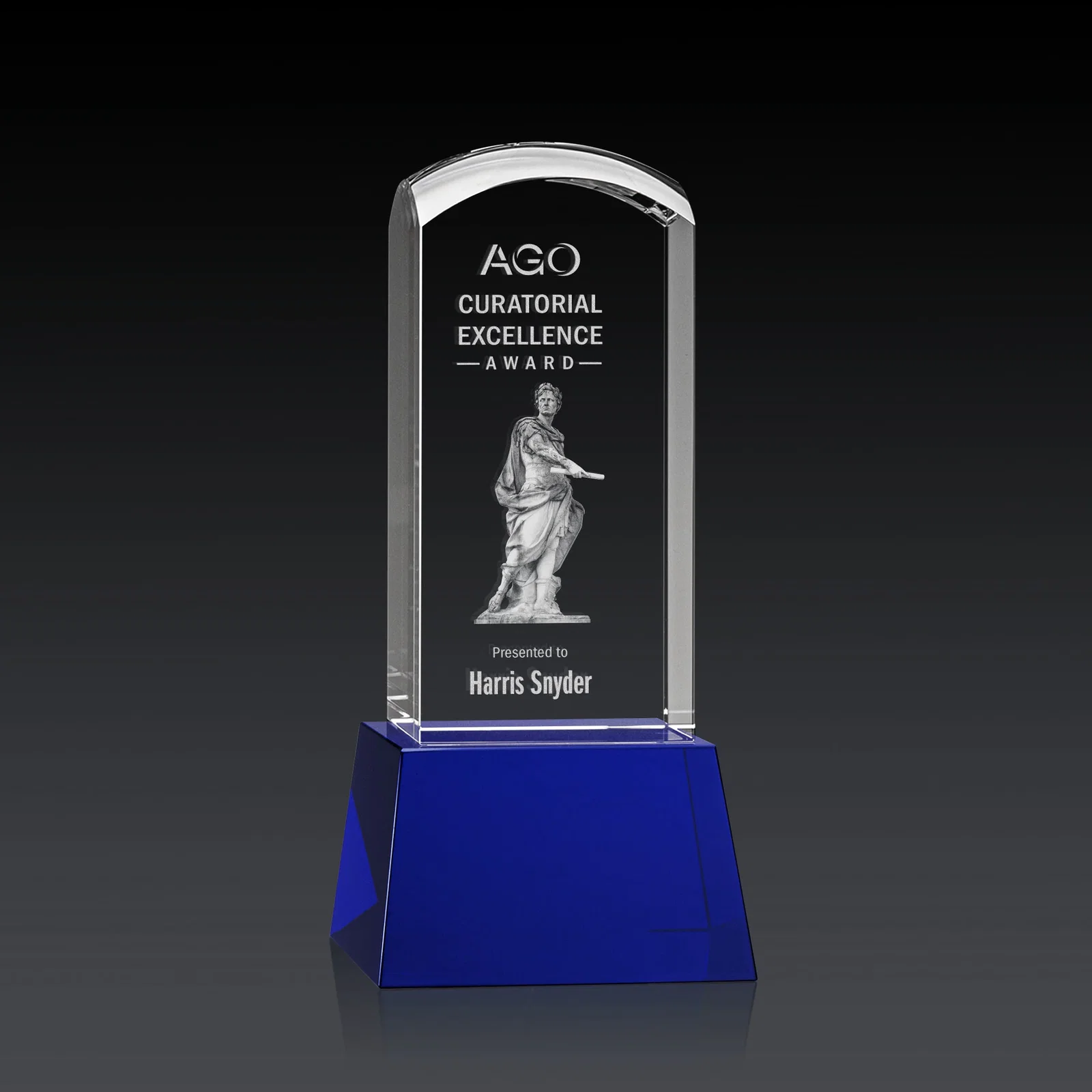 Branded Optical Crystal Tower Award With a Smoothly Curved Top, awards for dealer and partner awards