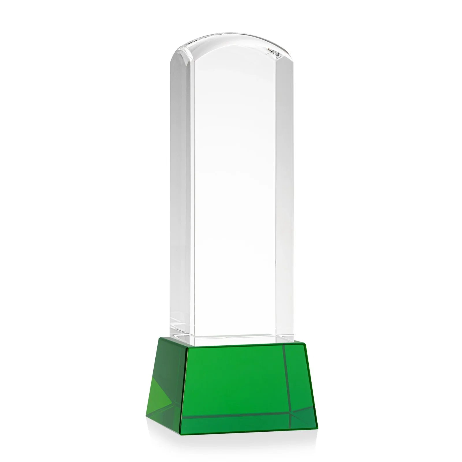 Custom printed Optical Crystal Tower Award With a Smoothly Curved Top, awards for team milestone celebrations