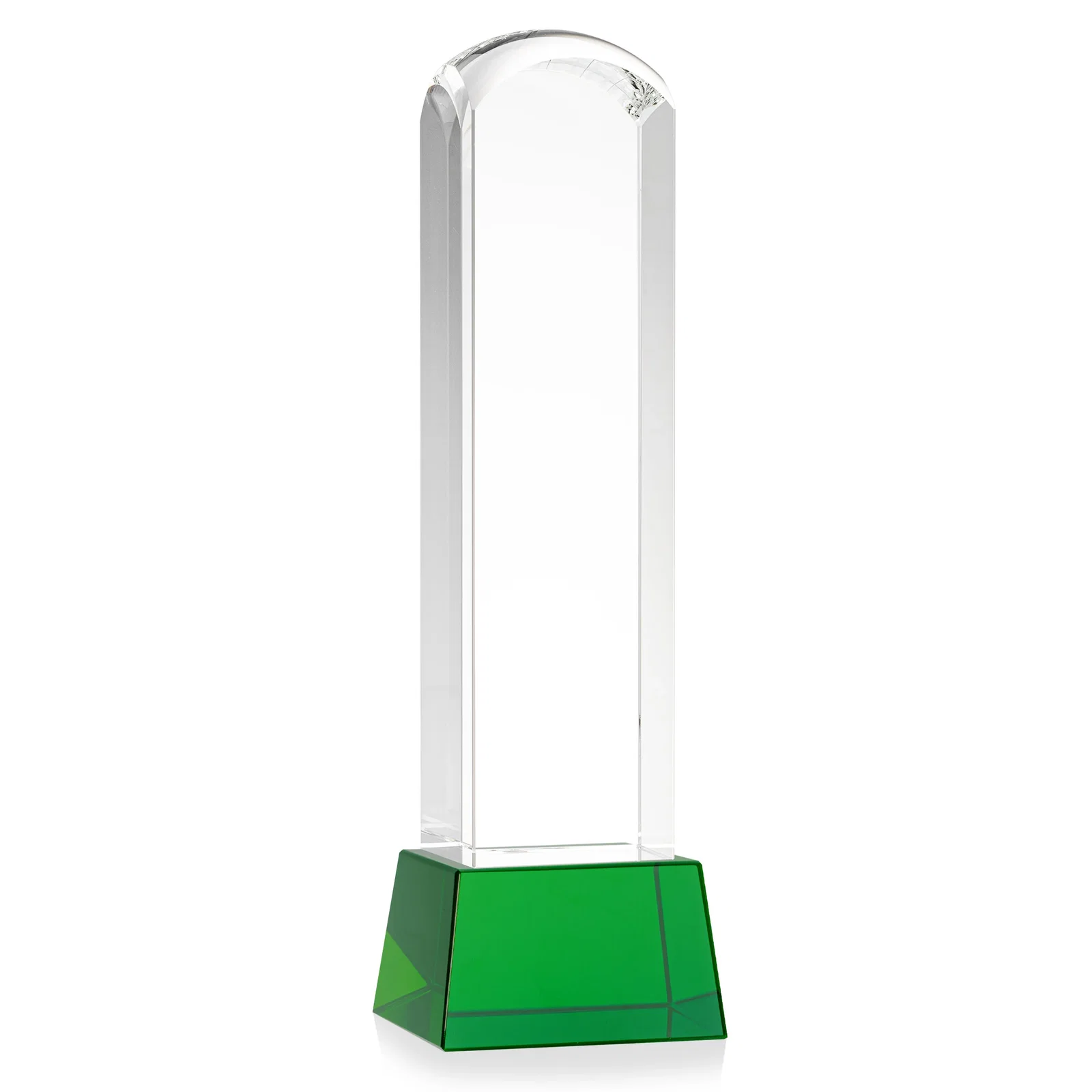 Custom printed Optical Crystal Tower Award With a Smoothly Curved Top, awards for donor appreciation