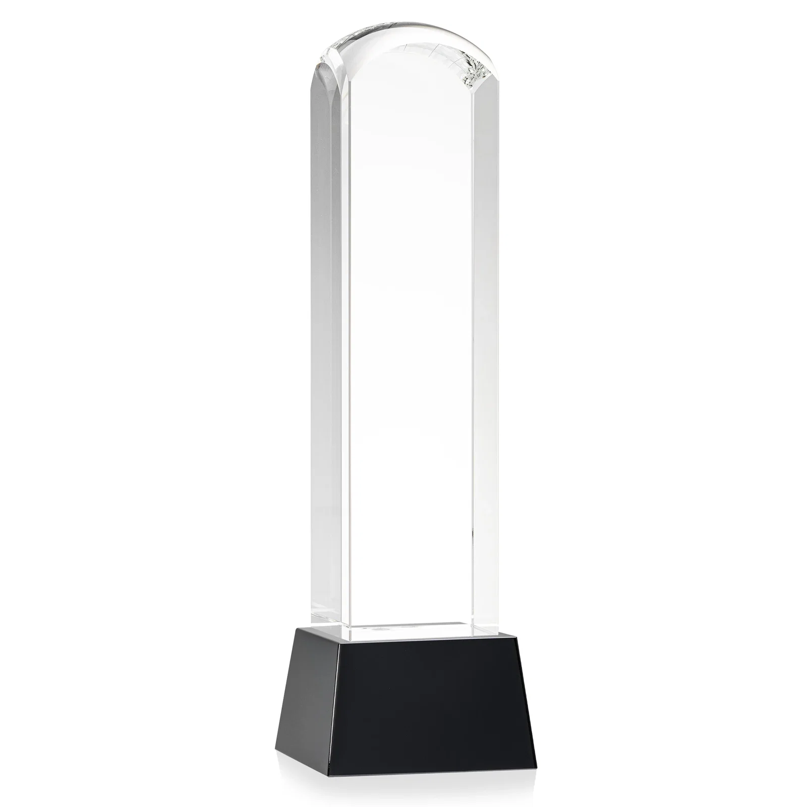 Custom printed Optical Crystal Tower Award With a Smoothly Curved Top, awards for volunteer appreciation