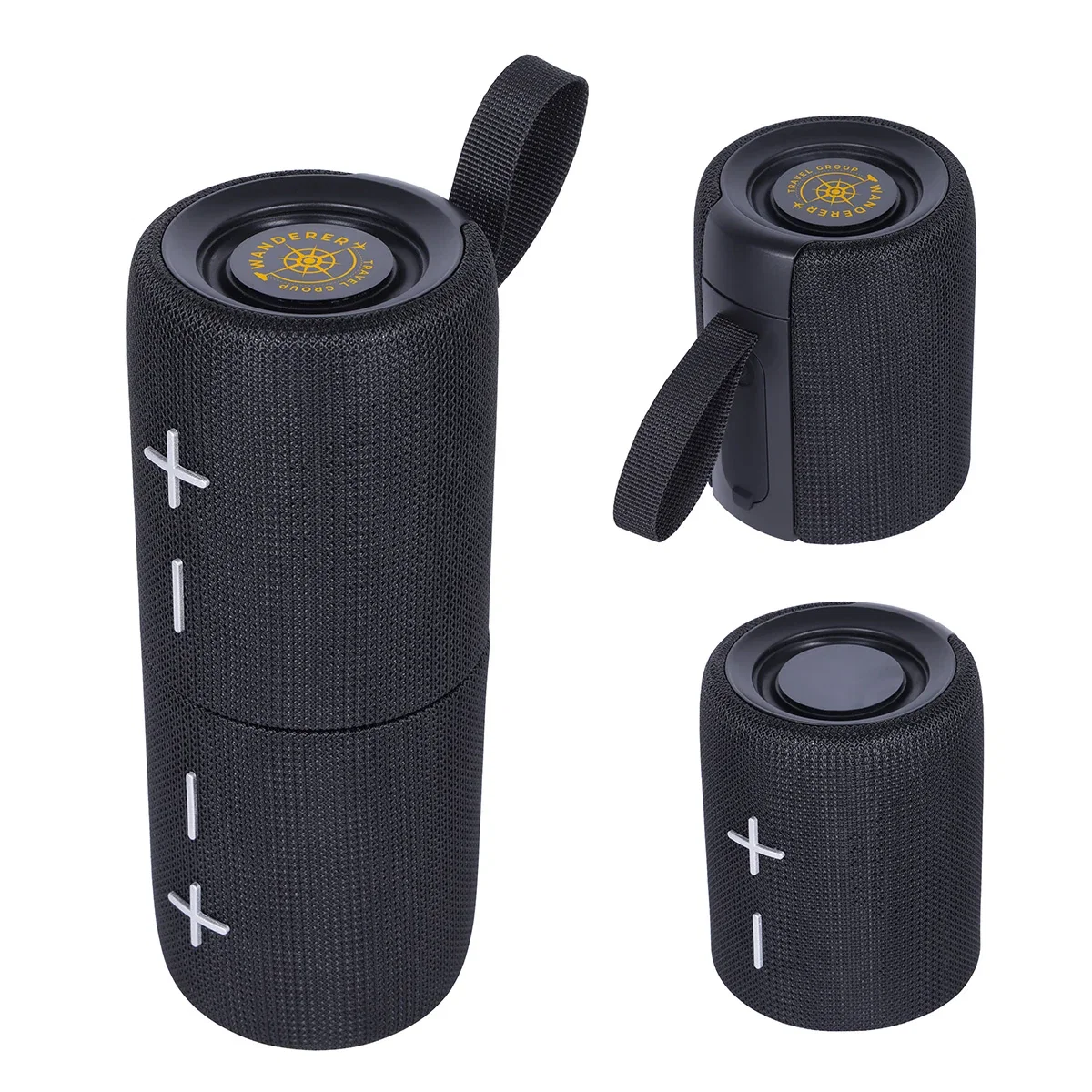 Custom Silo IPX5 Waterproof Dual Wireless Speaker Set, front view of the branded speakers