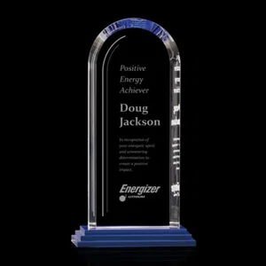 Blue Starfire Crystal Arch Award, Compact Upright