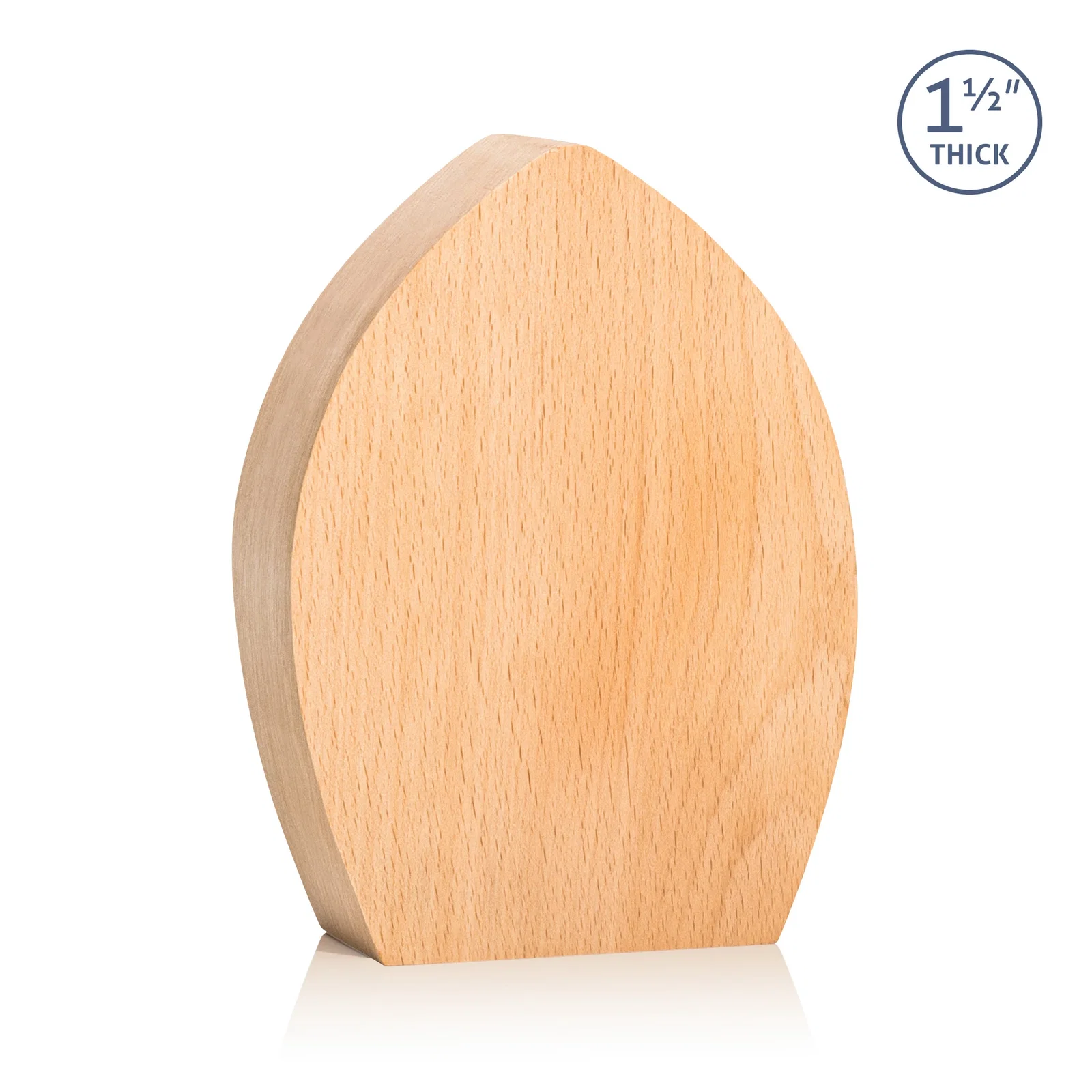 Personalized Round Beechwood Award with a Carved Pointed Top for corporate award ceremonies