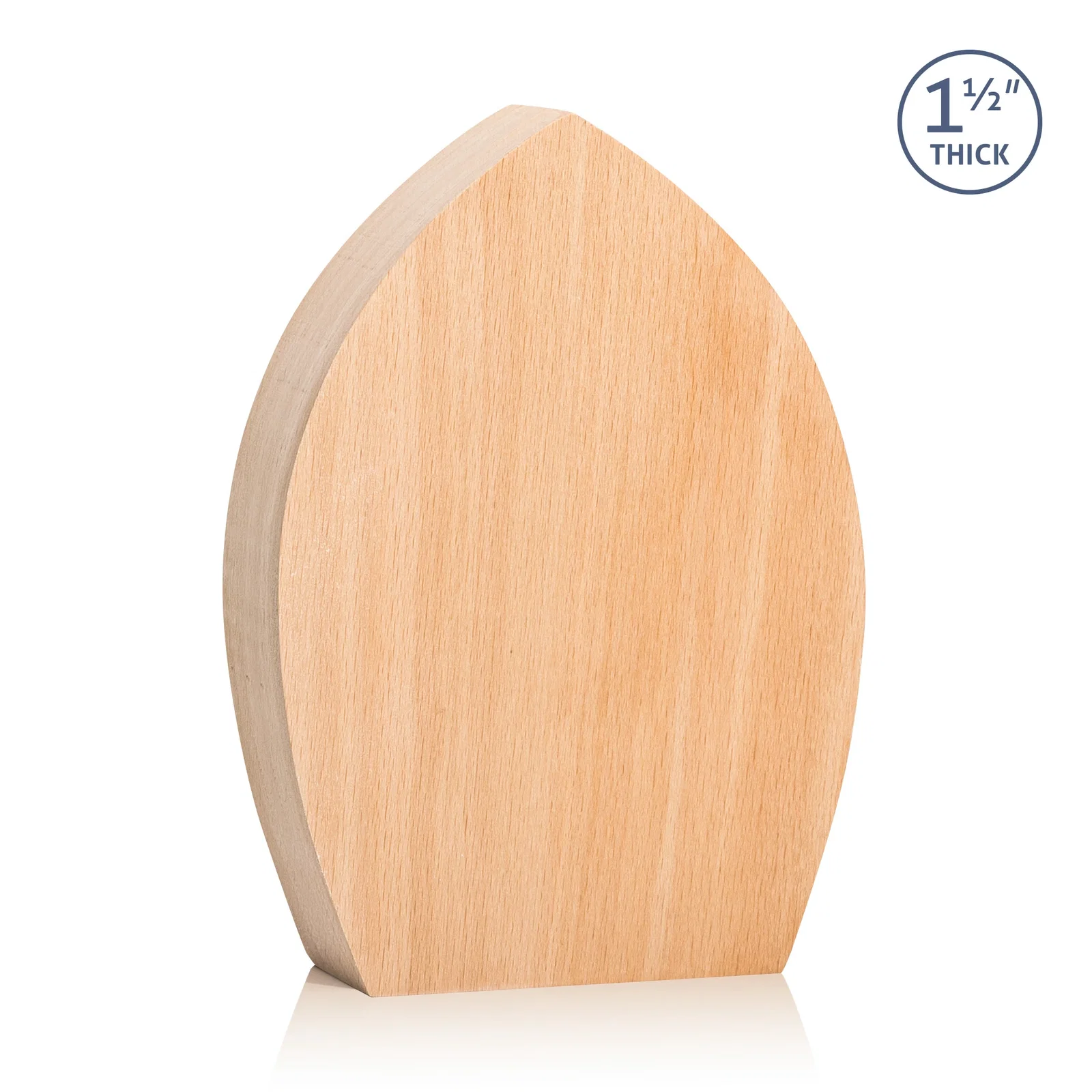 Personalized Round Beechwood Award with a Carved Pointed Top for service anniversary gifts