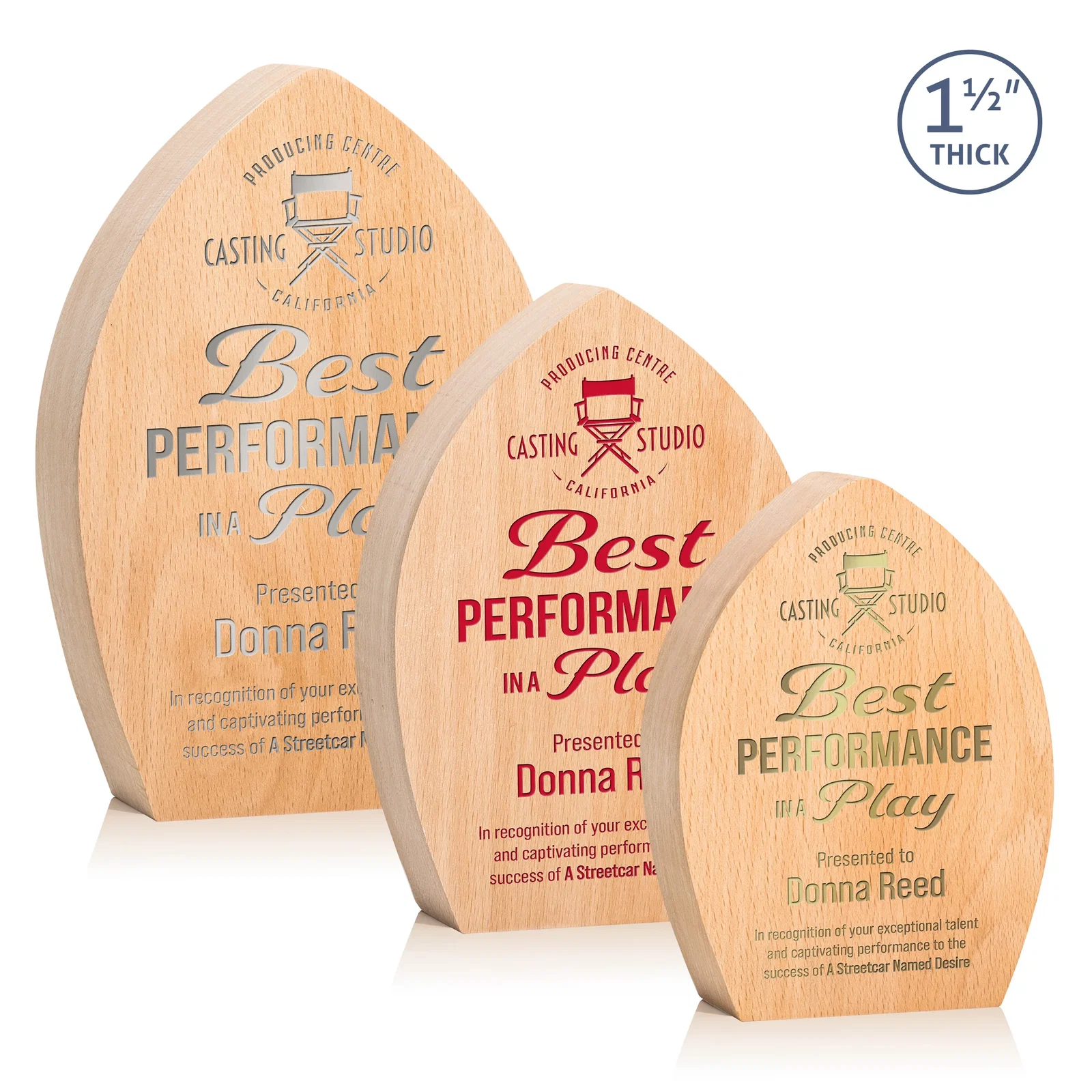 Custom Round Beechwood Award with a Carved Pointed Top for team milestone celebrations