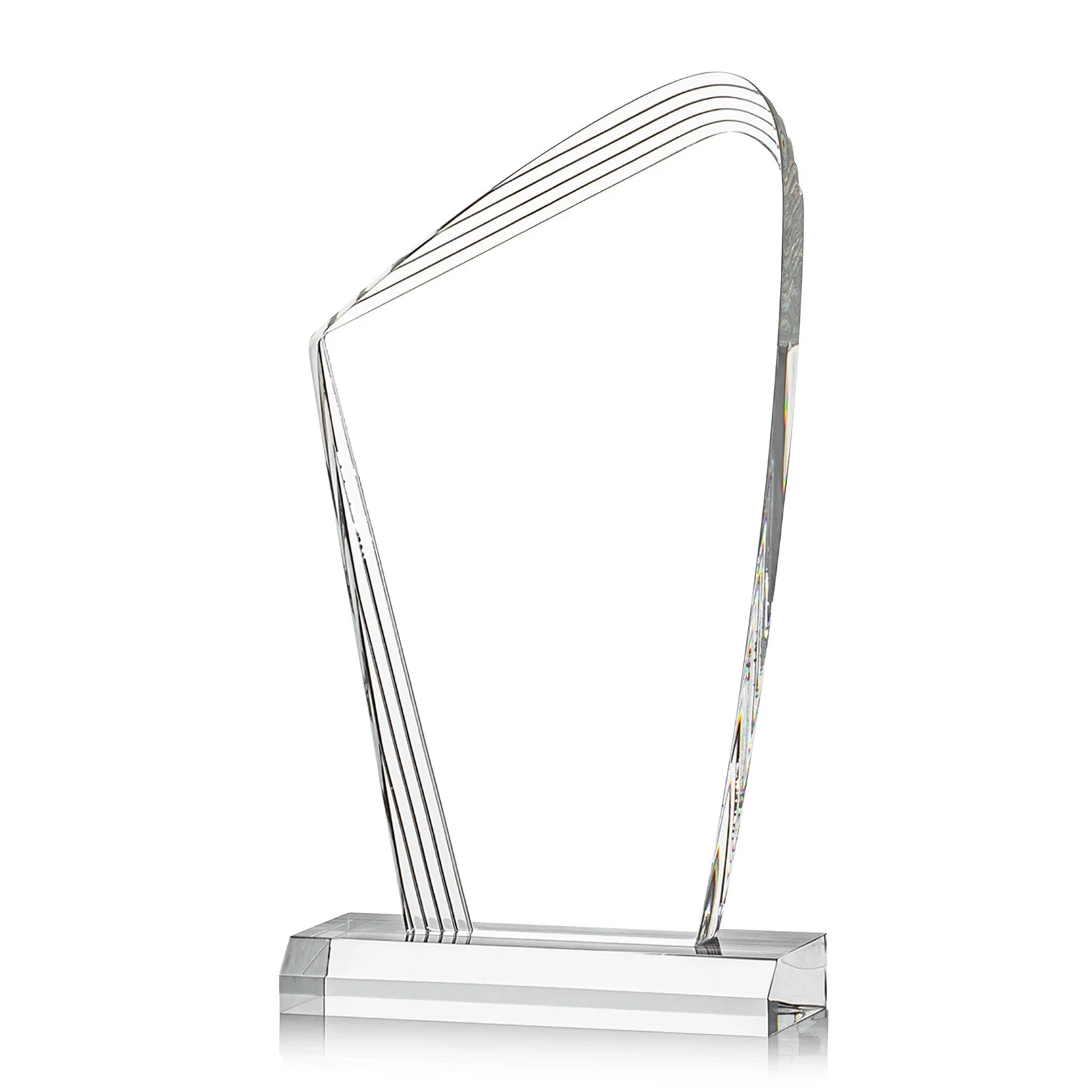 Custom Acrylic Curved-Peak Award With Ribbed Edge for volunteer appreciation