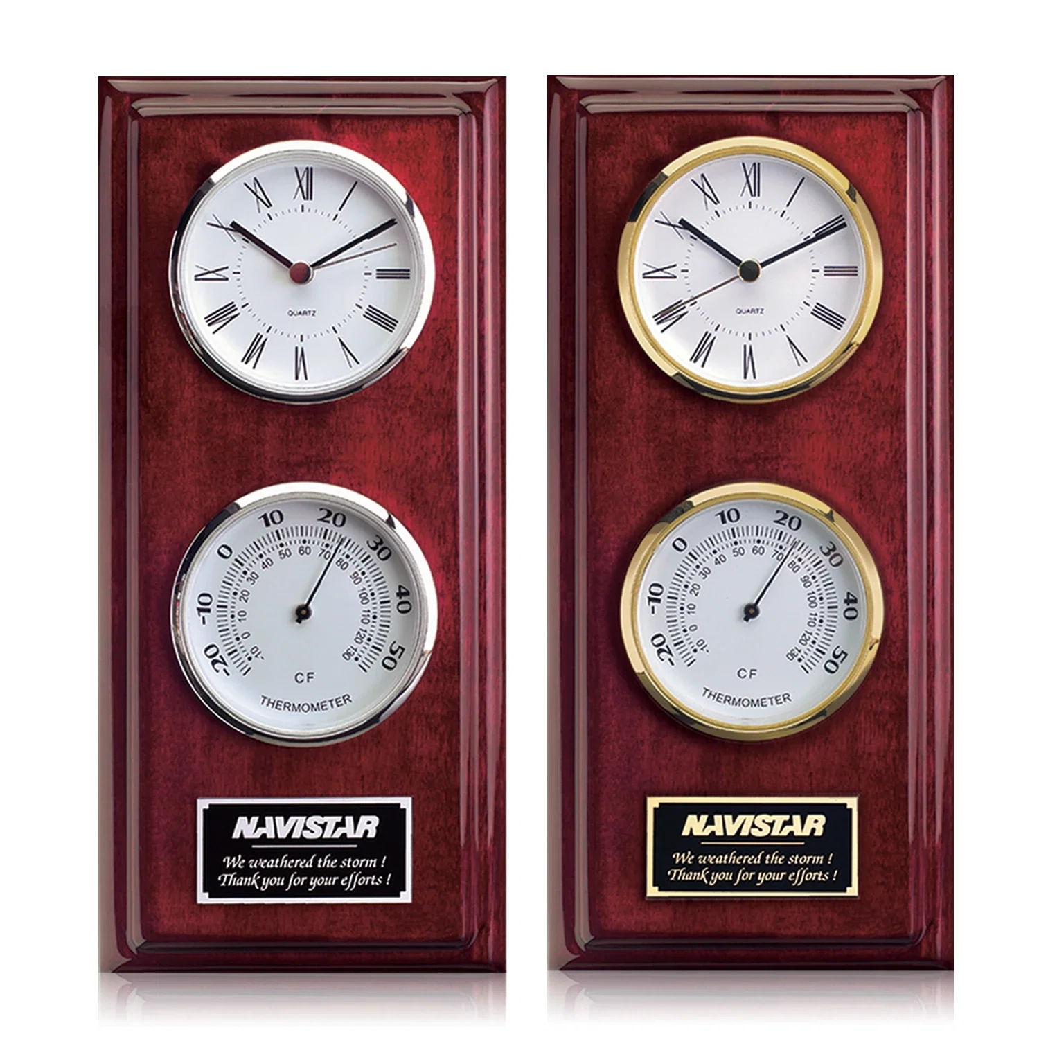 Custom Piano Finish Rosewood Desk Clock for employee recognition