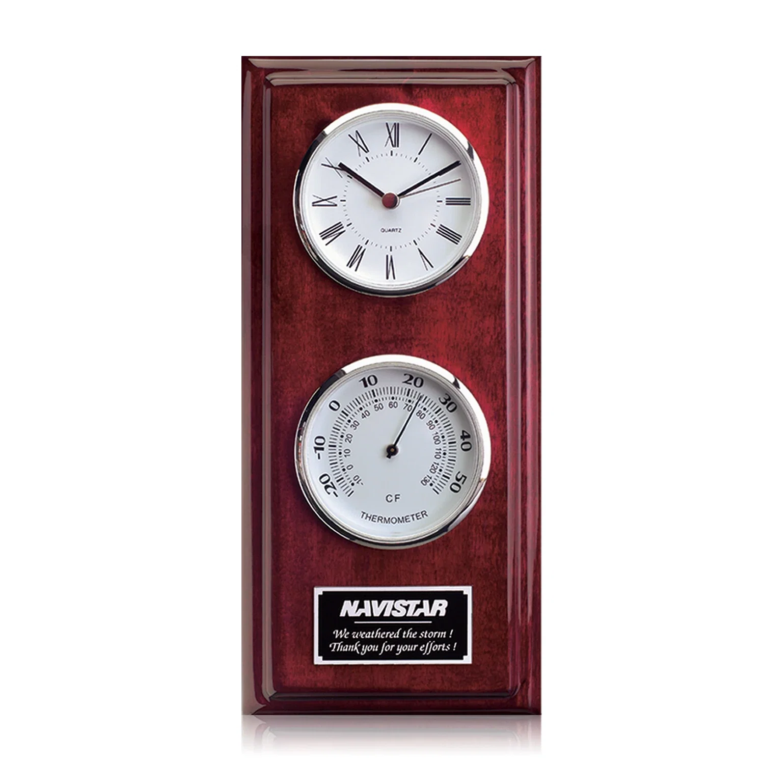 Custom Piano Finish Rosewood Desk Clock for corporate award ceremonies