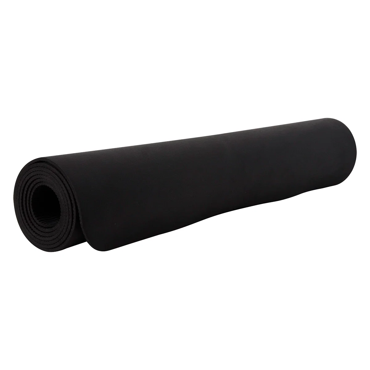 Rolled up exercise mat viewed from the end