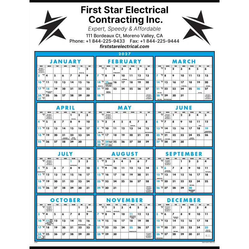 Single Sheet Wall Calendar - Full Year View: 2025 — view 2