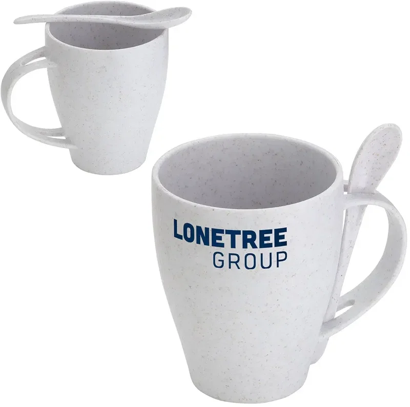 EcoMug - Custom 12 oz Bamboo/Polypropylene Mug with Spoon — view 2